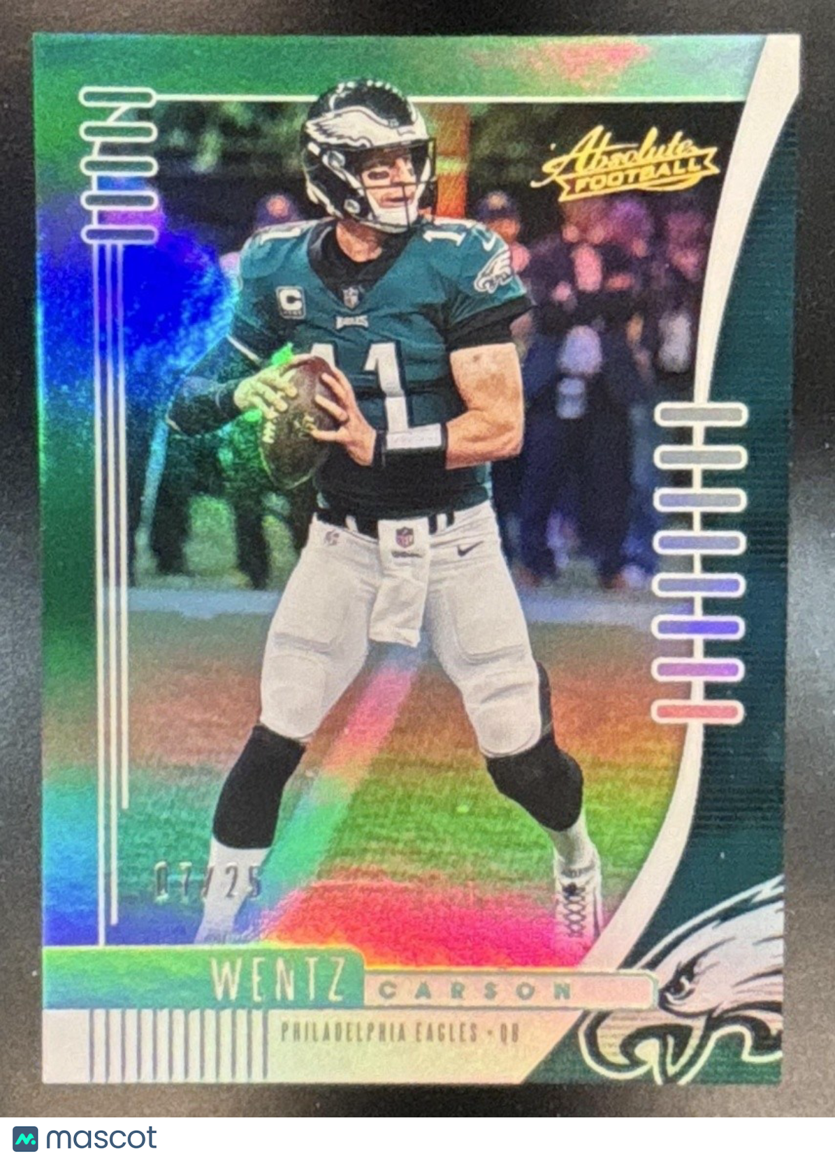 2019 Panini Absolute Carson Wentz Spectrum Green /25 #55 Philadelphia Eagles - Sports Cards
