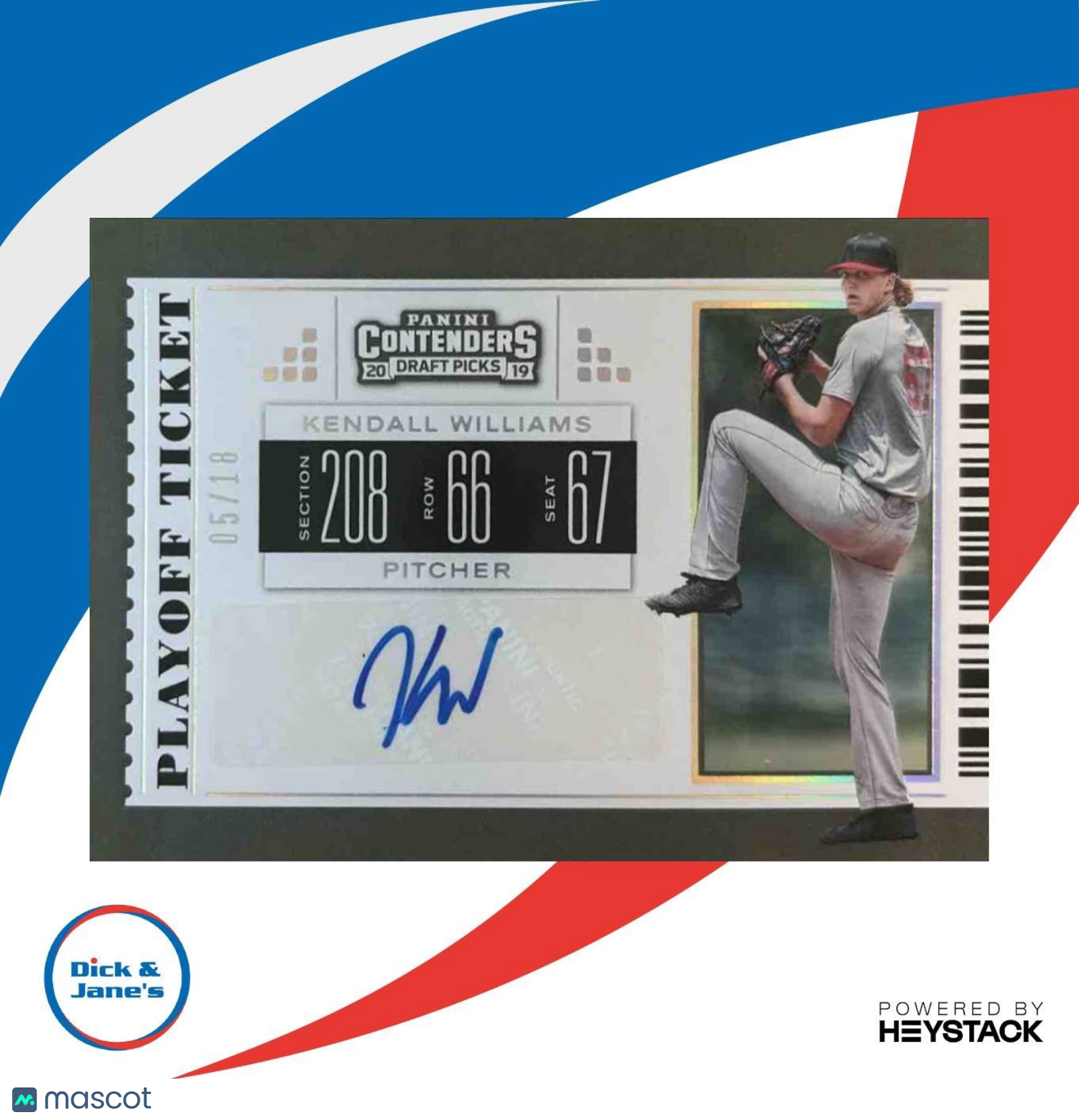 2019 Panini Contenders Collegiate Kendall Williams Ticket Auto Playoff /18 #23 - Sports Cards