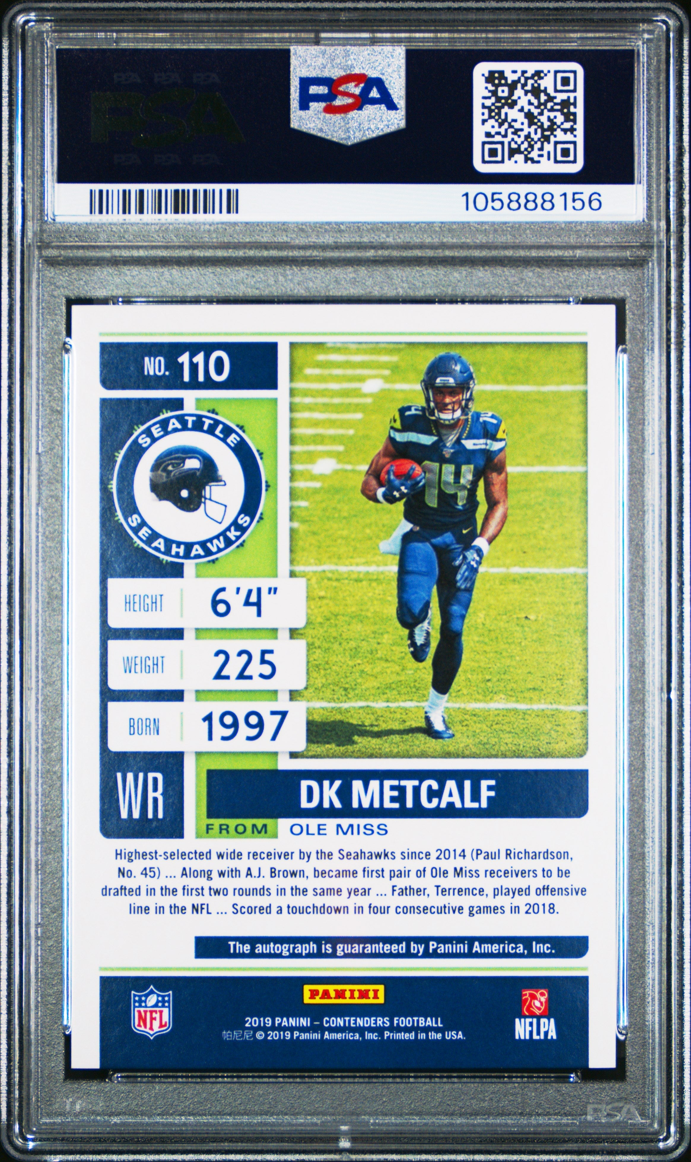 psa 10 graded football cards 2019 Panini Contenders DK Metcalf Variation Autograph
