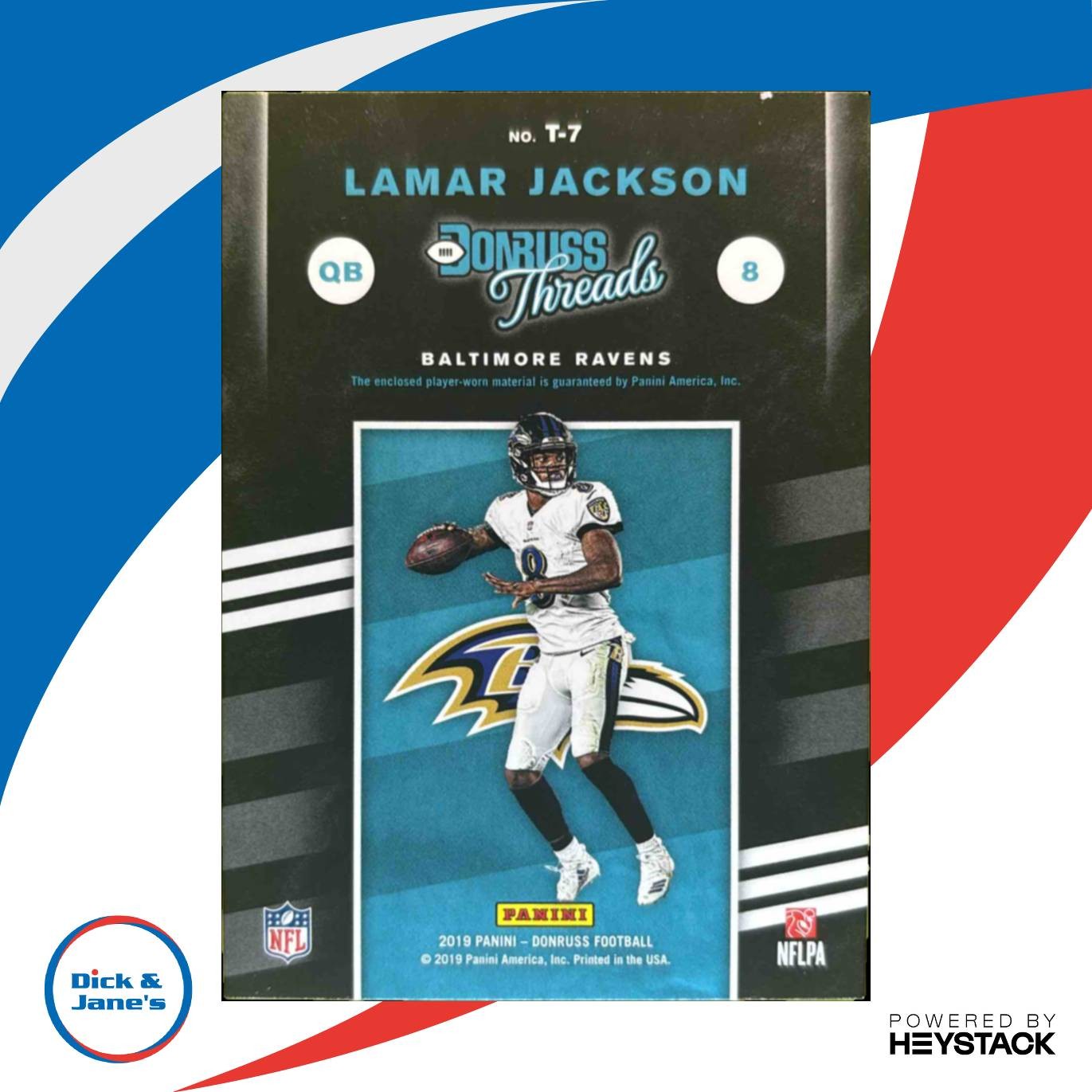 2019 Panini Donruss Lamar Jackson Threads Red #T-7 Baltimore Ravens - Sports Cards