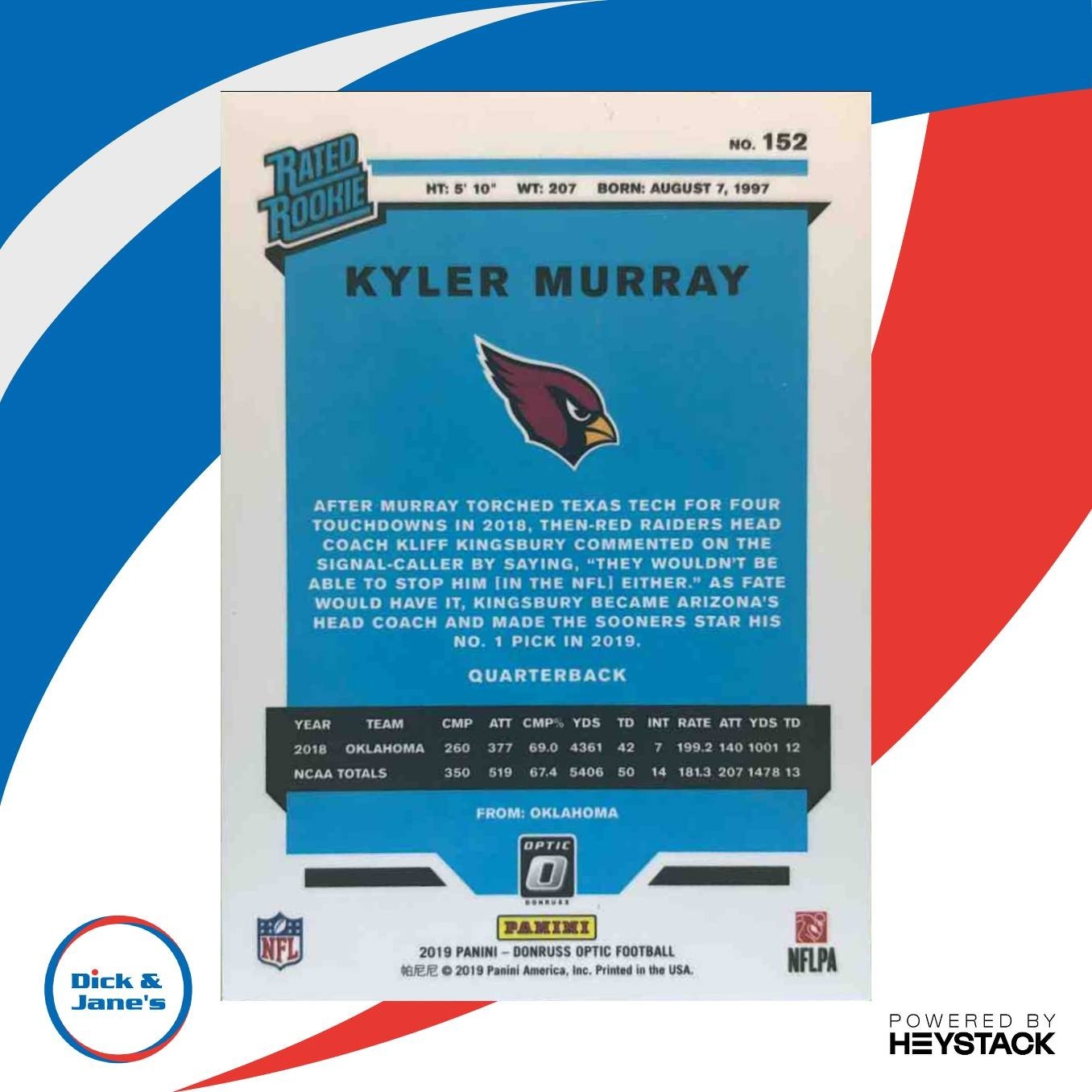 2019 Panini Donruss Optic Kyler Murray #152 RC Arizona Cardinals - Sports Cards