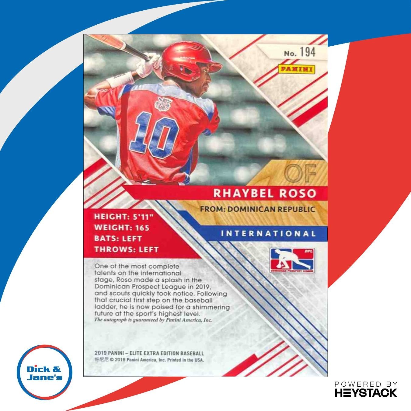 2019 Panini Elite Extra Edition Rhaybel Roso Auto #194 - Sports Cards