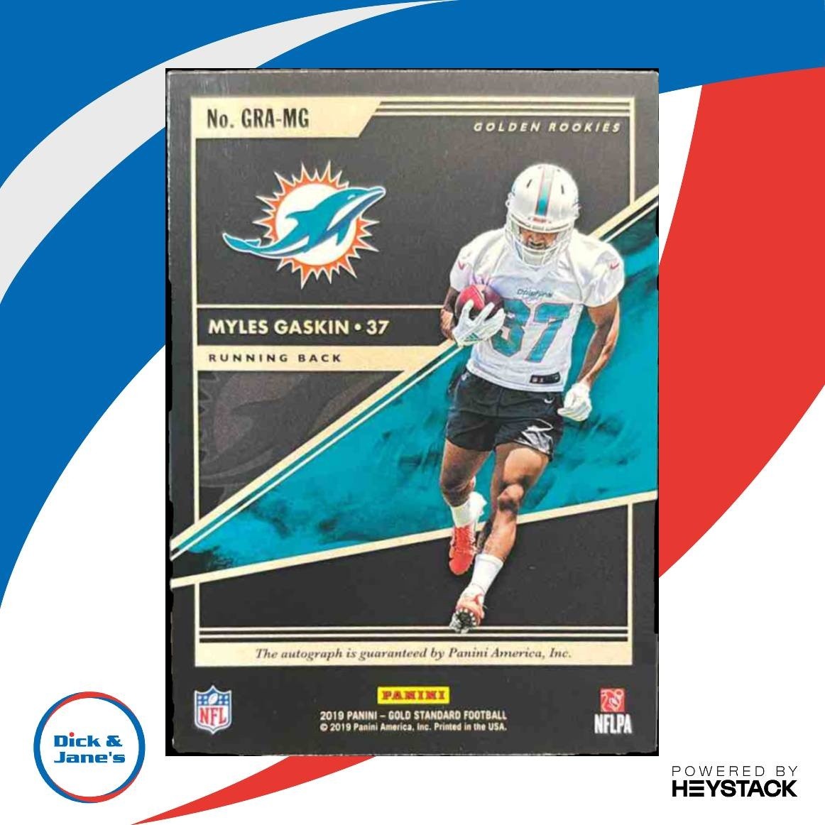 2019 Panini Gold Standard Myles Gaskin Golden Rookie Auto /199 RC Miami Dolphins - Sports Cards