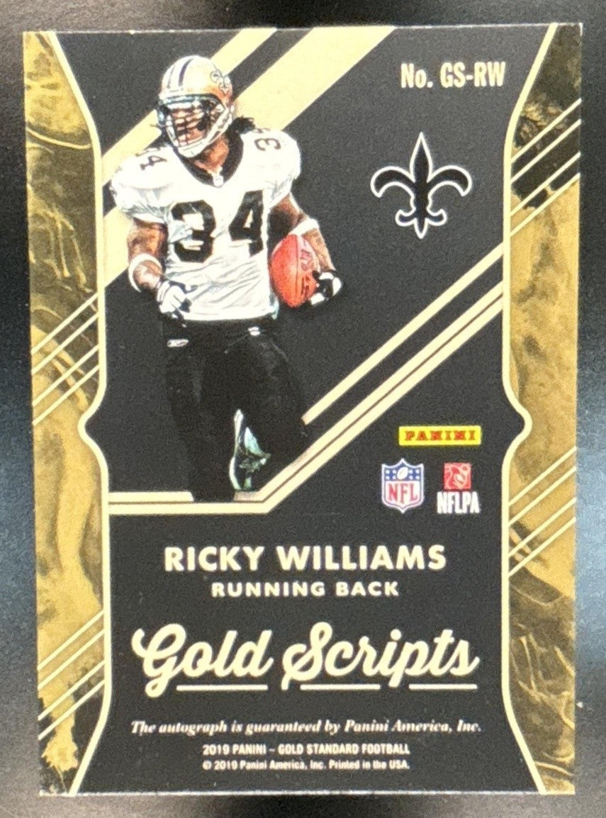 2019 Panini Gold Standard Ricky Williams Gold Script Auto /49 New Orleans Saints - Sports Cards