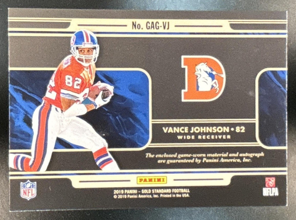 2019 Panini Gold Standard Vance Johnson Good as Gold Patch Auto /149 Broncos - Sports Cards