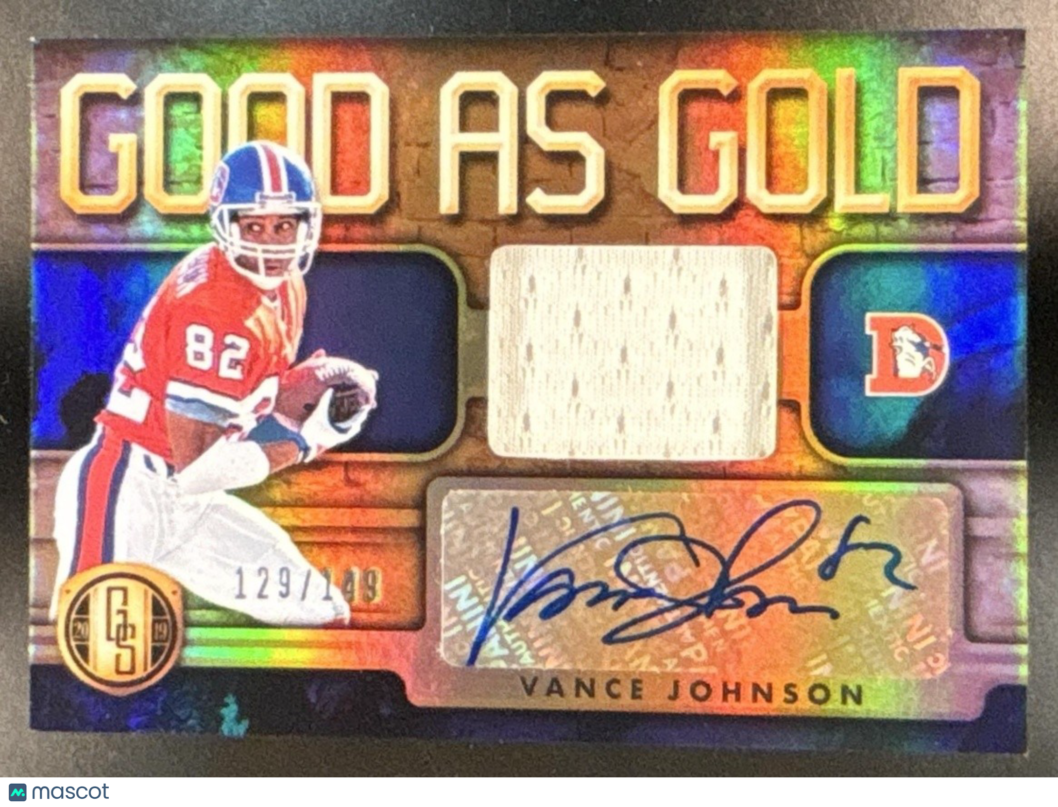 2019 Panini Gold Standard Vance Johnson Good as Gold Patch Auto /149 Broncos - Sports Cards