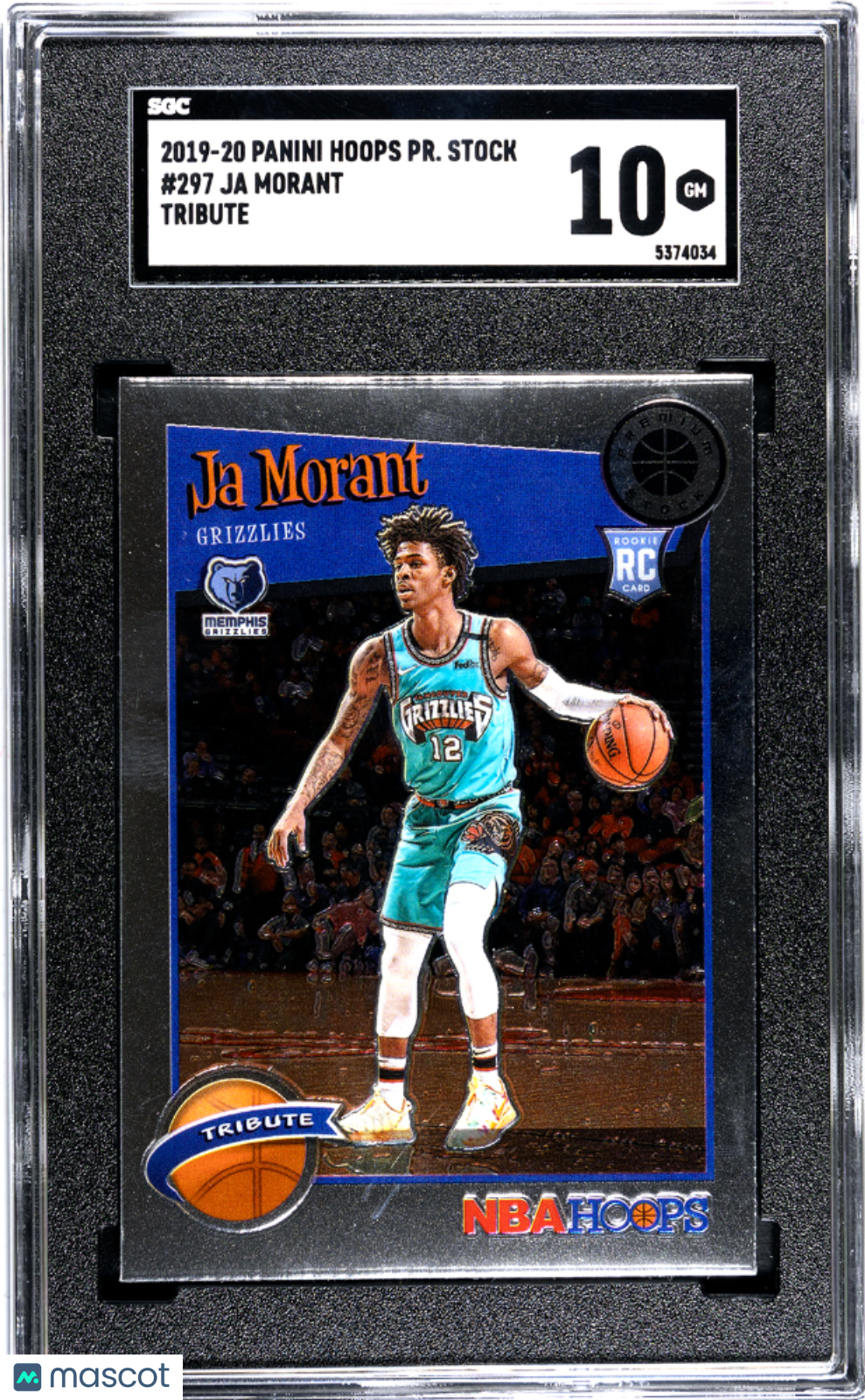 2019 Panini Hoops Premium Stock Ja Morant Tribute Rookie #297 SGC 10 GEM MINT - Graded Sports Cards