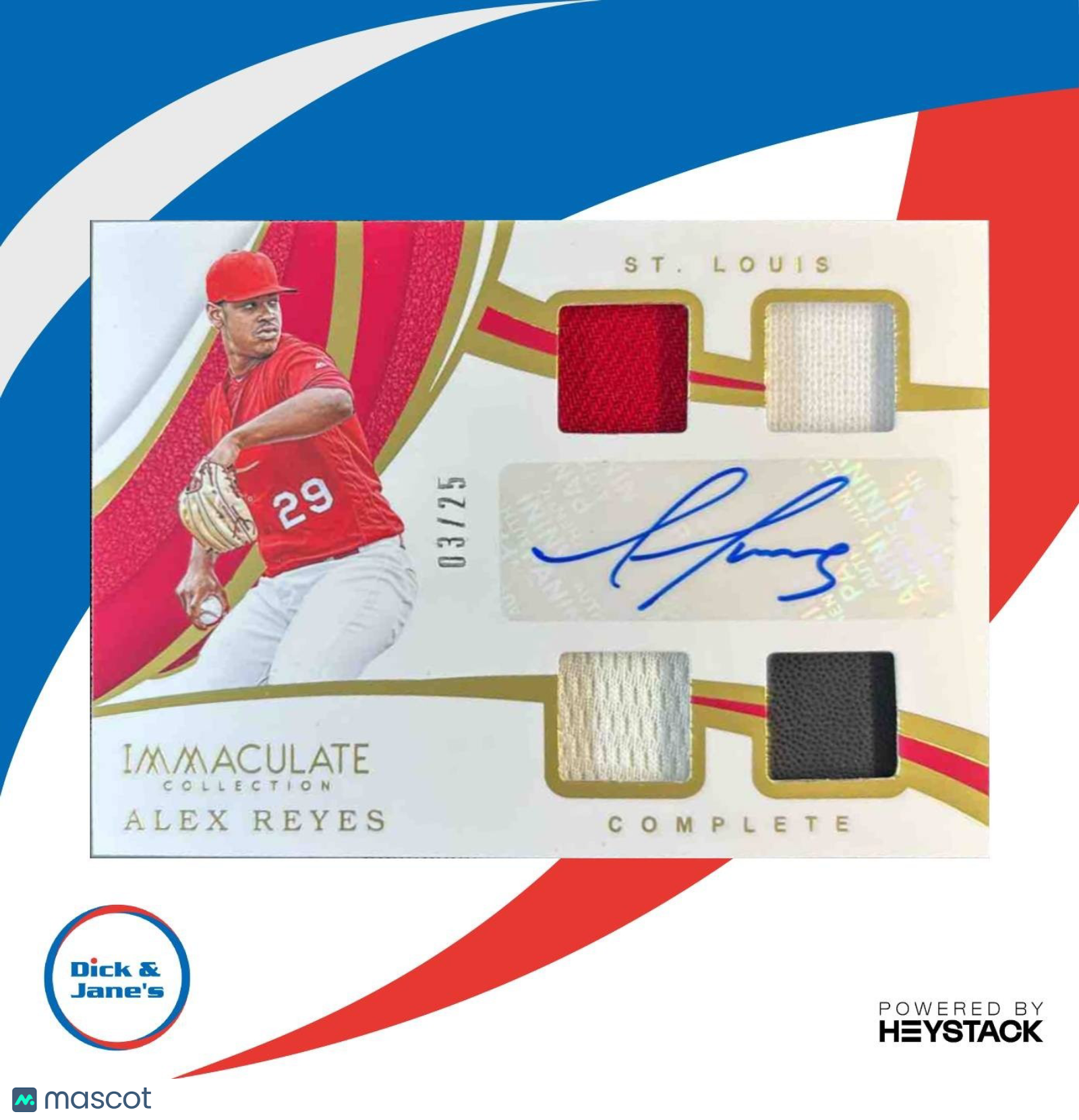 2019 Panini Immaculate Collection Alex Reyes Complete 3/25 #C-AR MEM Cardinals - Sports Cards