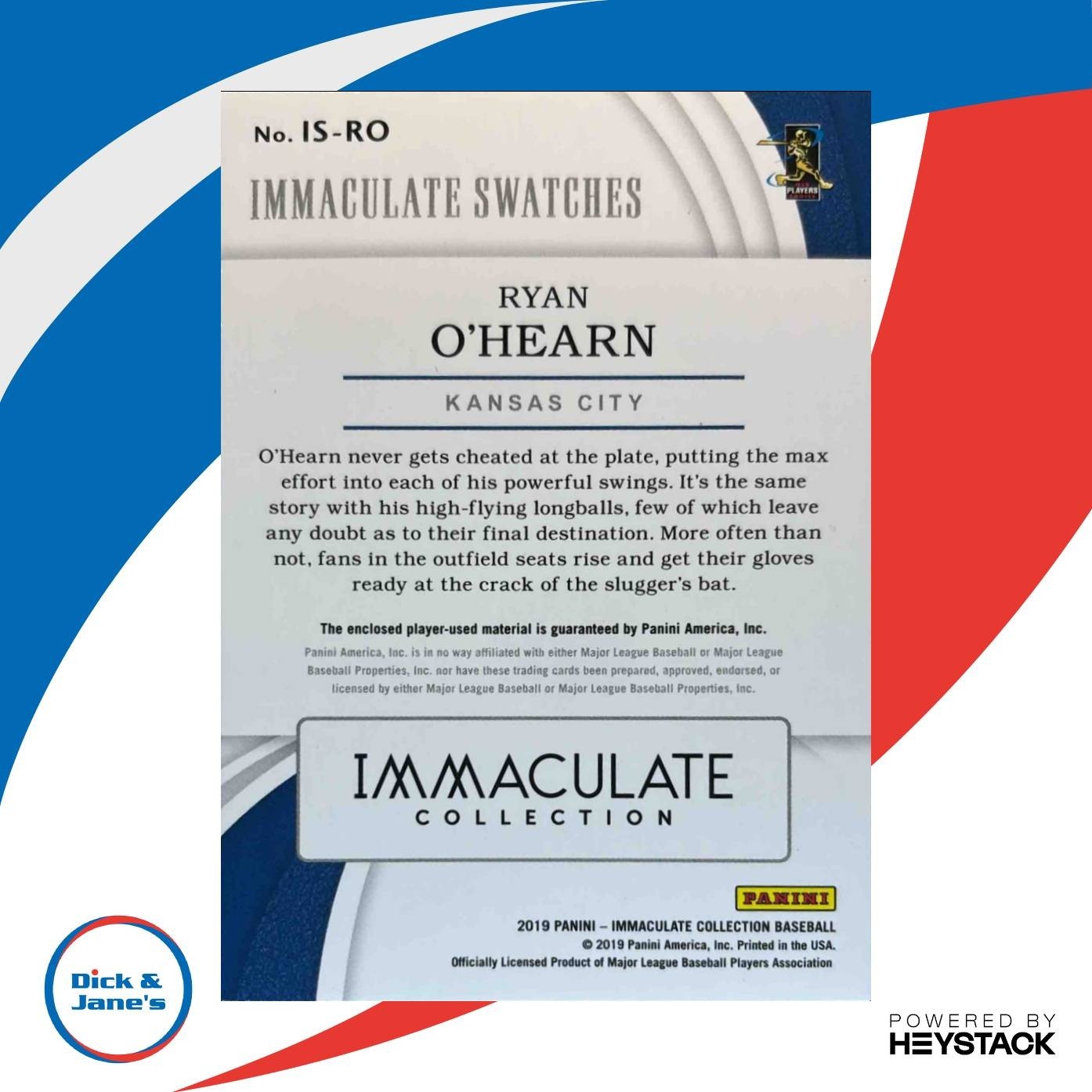 2019 Panini Immaculate Immaculate Swatches Ryan O’Hearn /8 Kansas City Royals - Sports Cards
