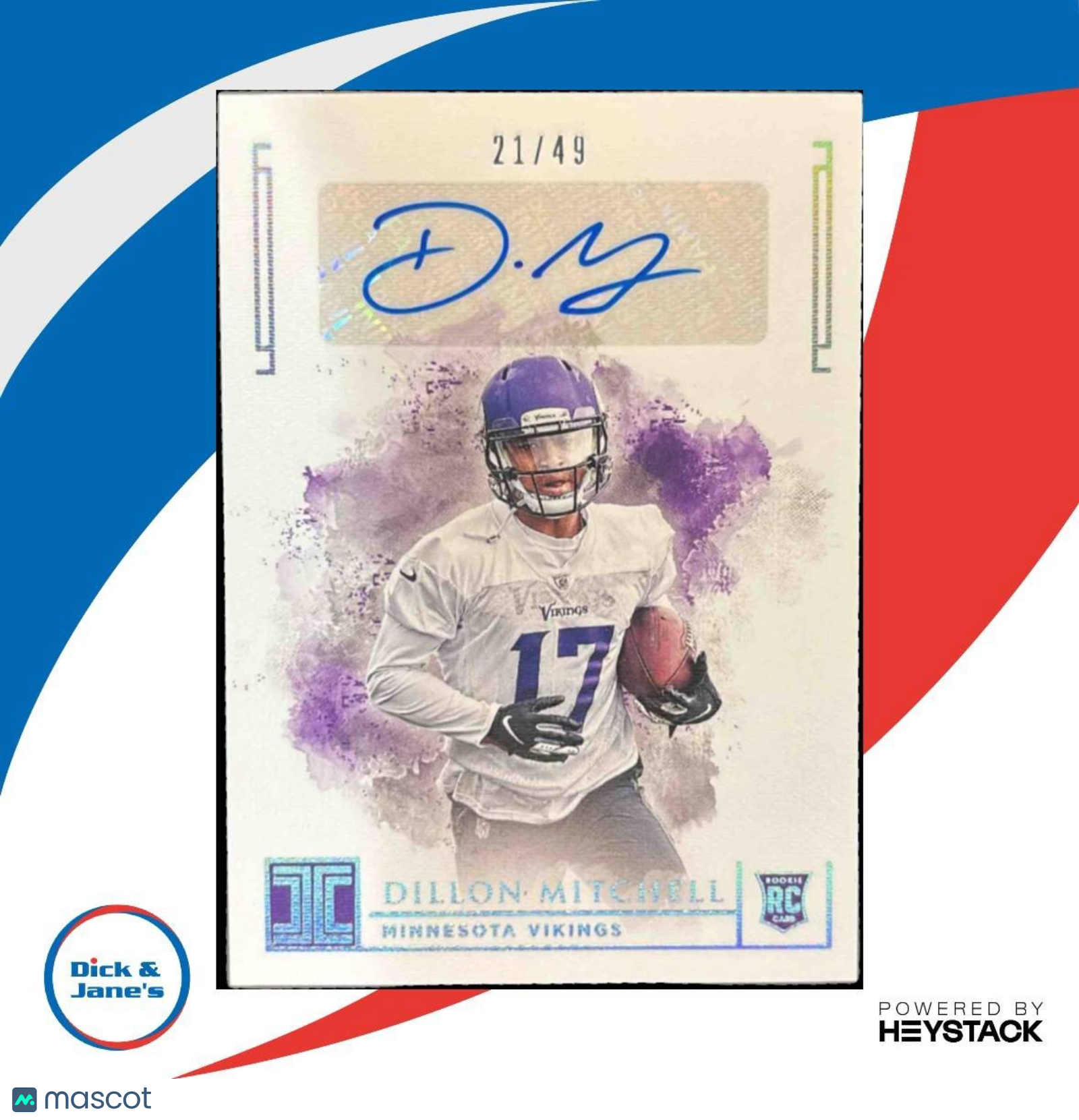 2019 Panini Impeccable Dillon Mitchell Silver /49 #148 Auto RC Minnesota Vikings - Sports Cards