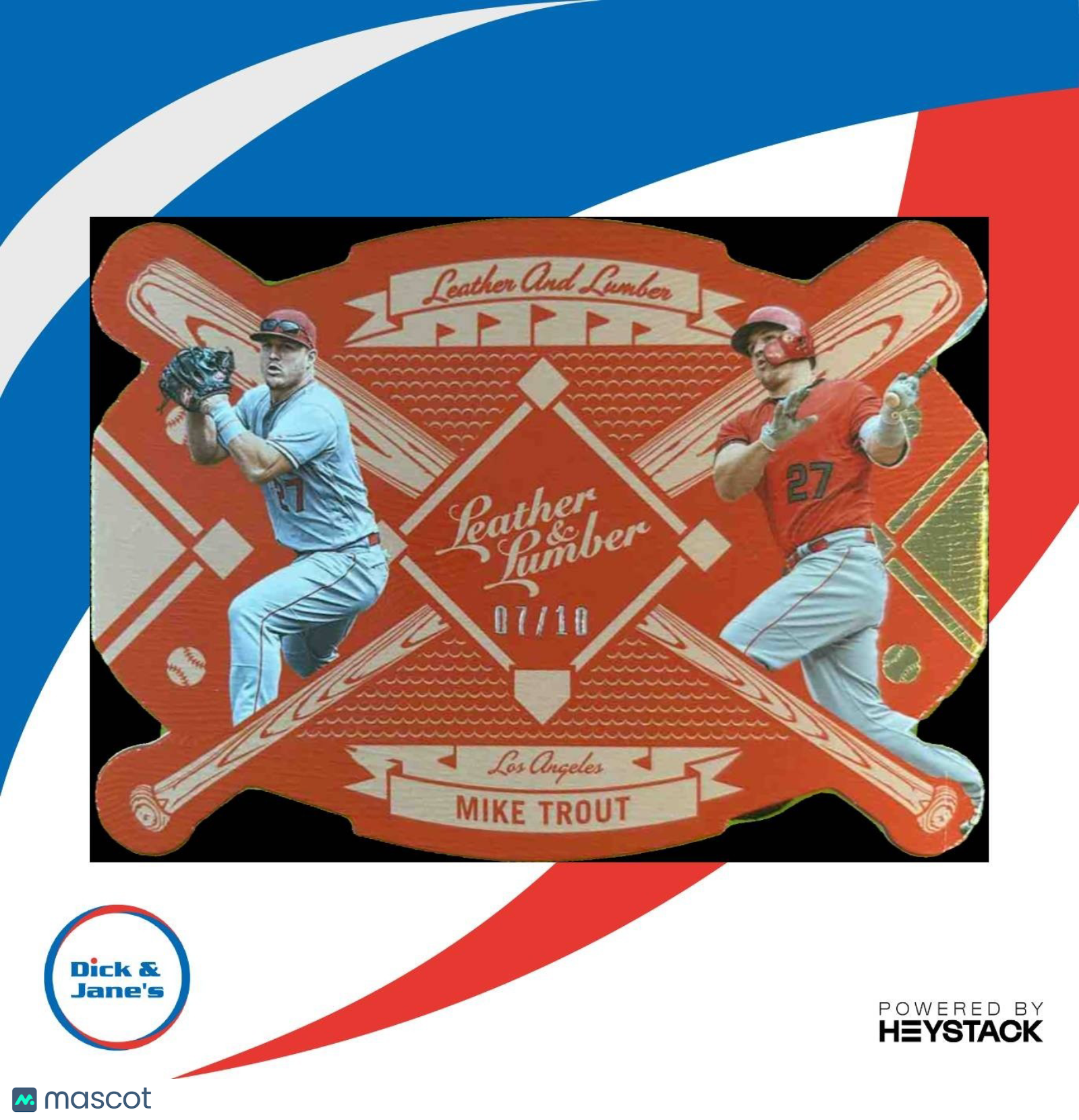 2019 Panini Leather & Lumber Mike Trout Holo Gold /10 Los Angeles Angels - Sports Cards