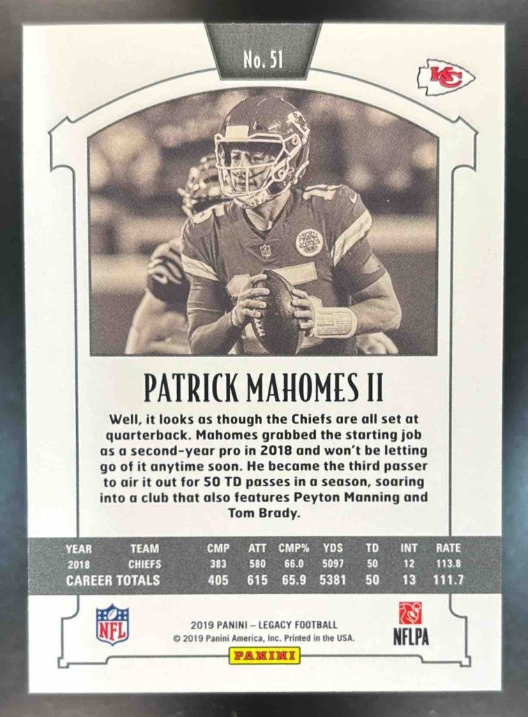 2019 Panini Legacy Patrick Mahomes II Green /100 #51 Kansas City Chiefs - Sports Cards