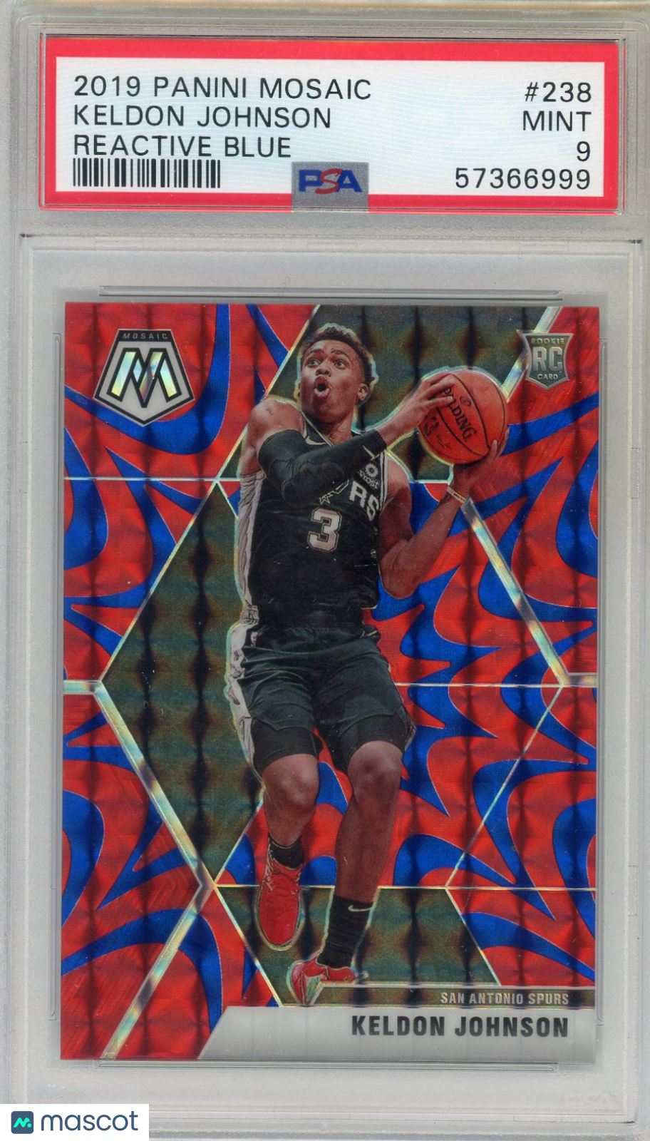 2019 Panini Mosaic Keldon Johnson Reactive Blue #238 PSA 9 - Graded Sports Cards