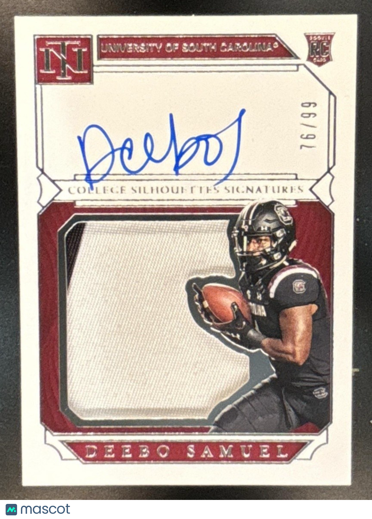 2019 Panini National Treasures Collegiate Deebo Samuel Patch Auto /99 RC - Sports Cards