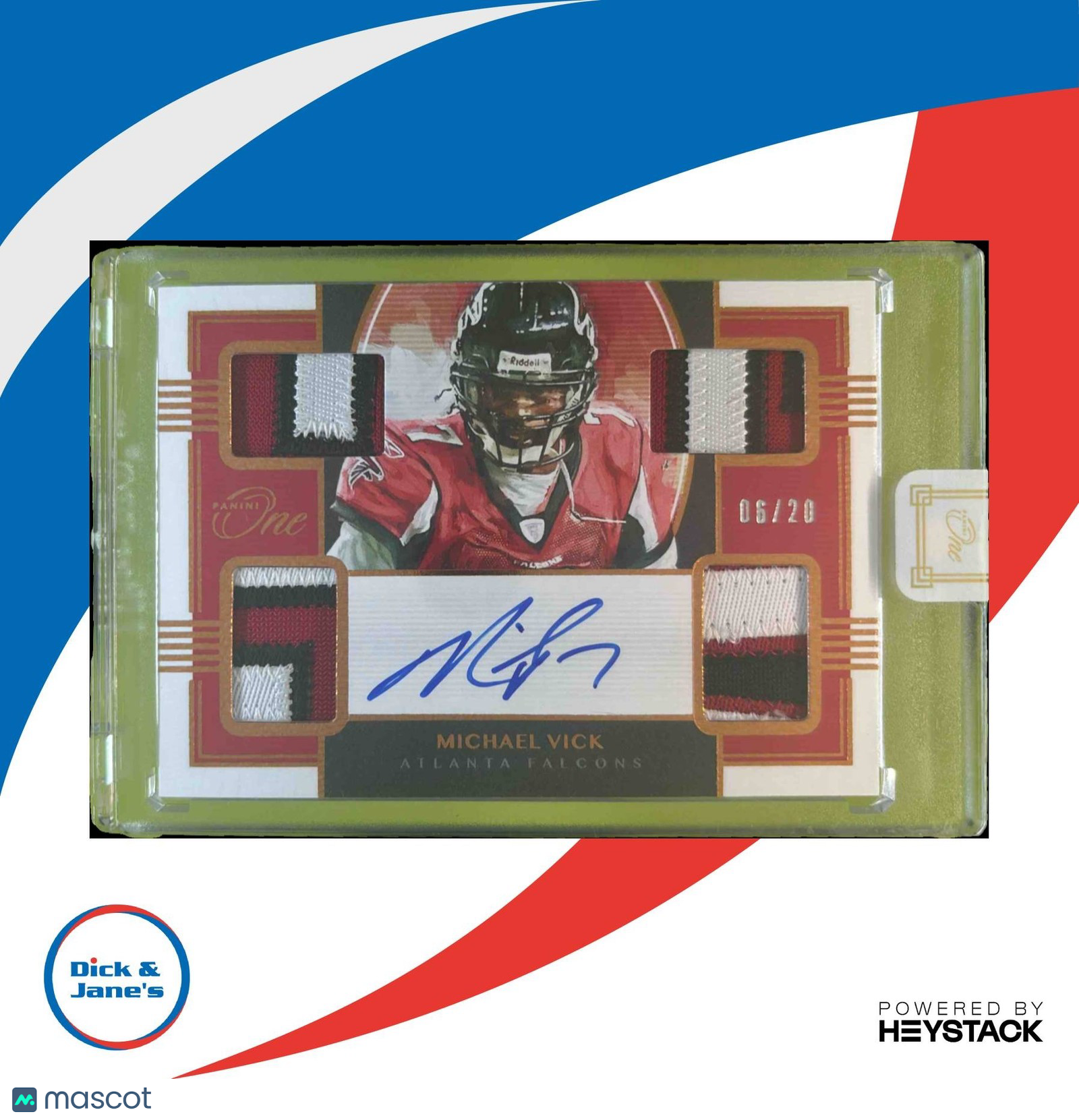 2019 Panini One Michael Vick Quad Patch Auto /20 MEM Auto Atlanta Falcons - Sports Cards