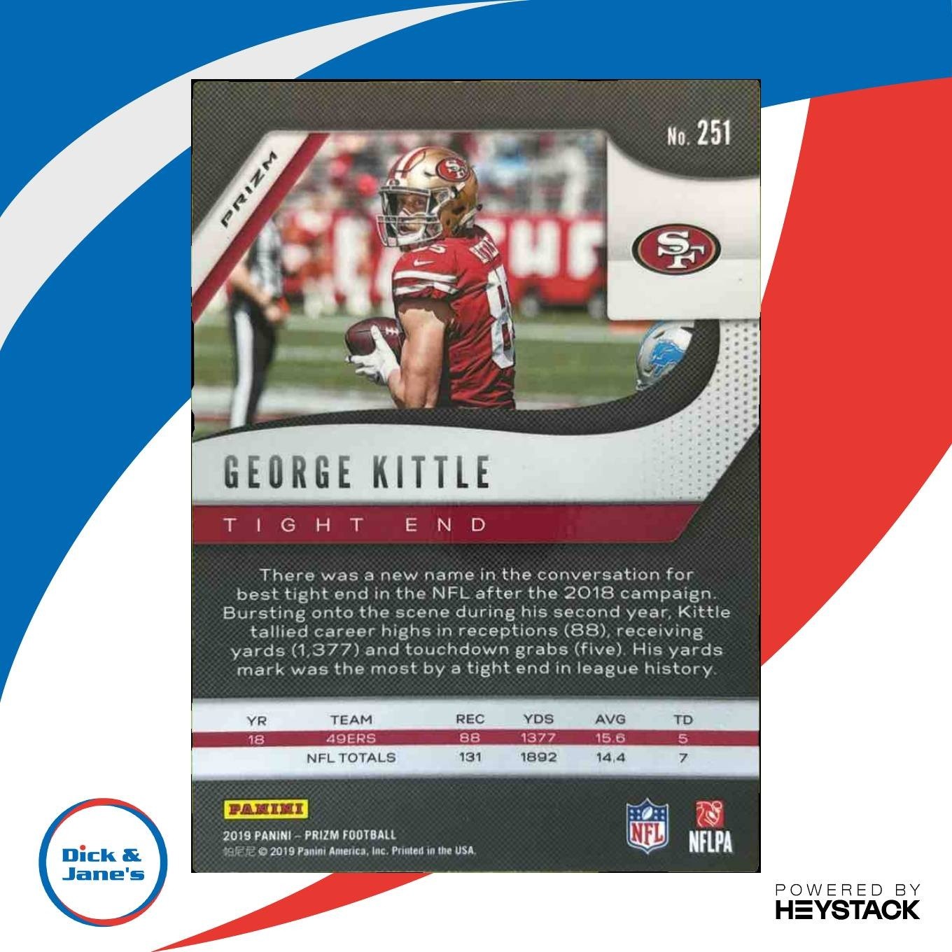 2019 Panini Prizm George Kittle Silver #251 San Francisco 49ers - Sports Cards