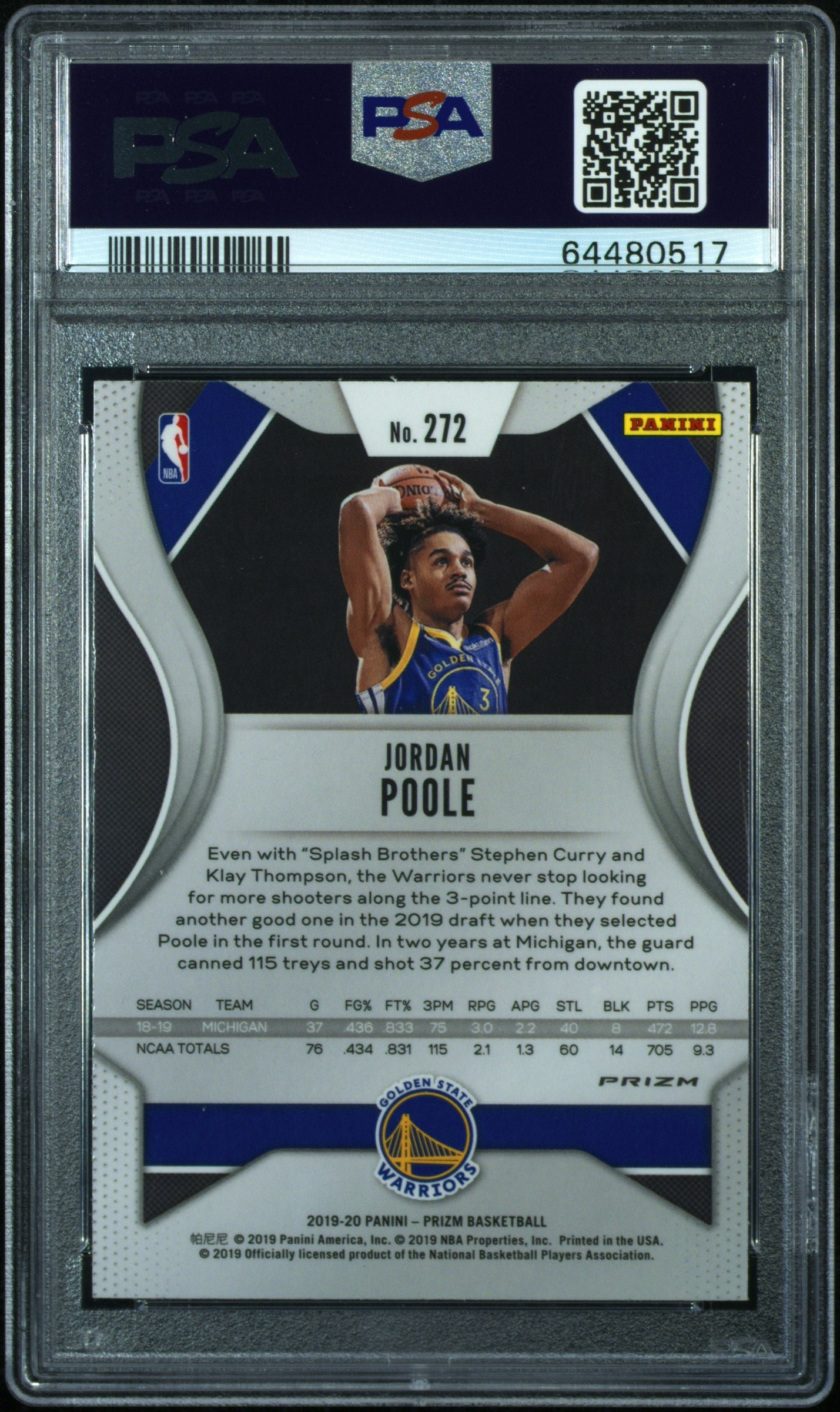 2019 Panini Prizm Jordan Poole Green Rookie #272 PSA 10 Golden State Warriors - Graded Sports Cards