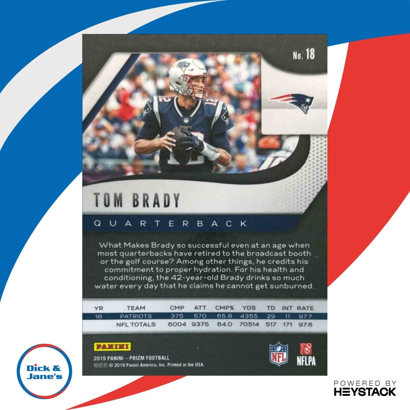 2019 Panini Prizm Tom Brady #18 New England Patriots - Sports Cards