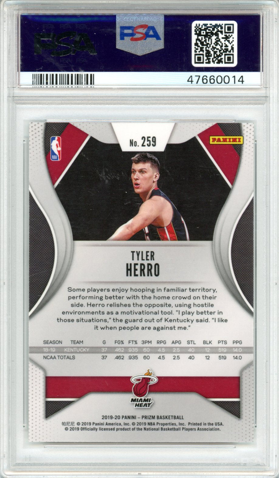 2019 Panini Prizm Tyler Herro #259 PSA 10 - Graded Sports Cards