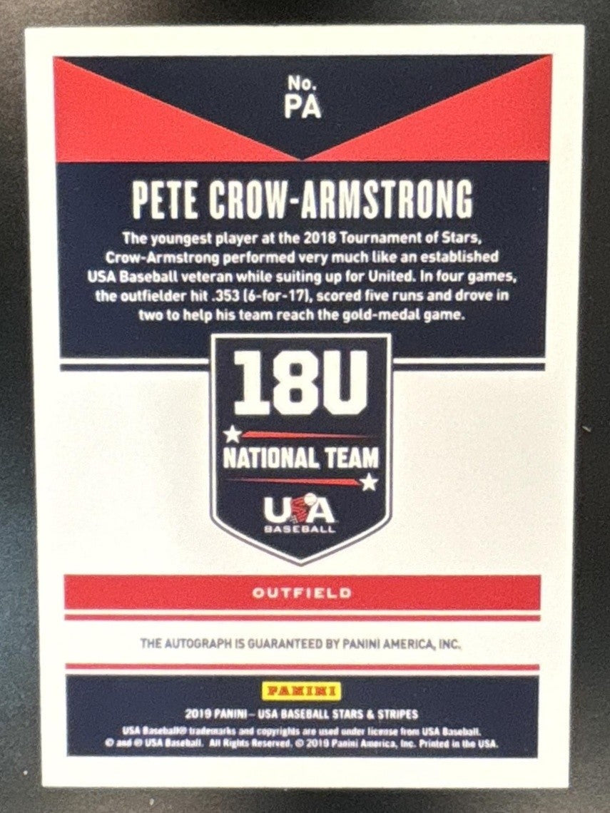 2019 Panini USA Baseball Stars & Stripes Pete Crow-Armstrong National Auto /499 - Sports Cards
