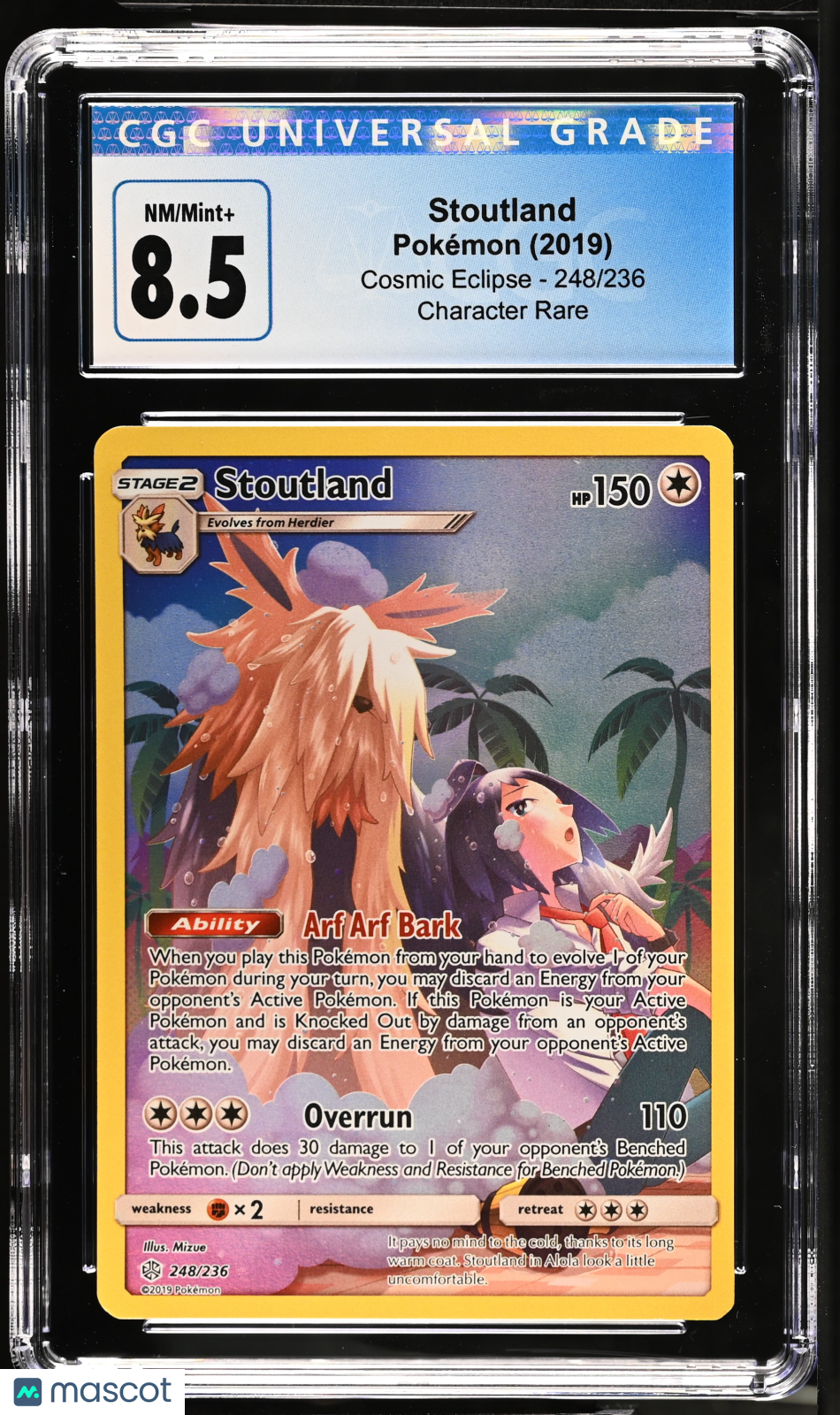 2019 Pokemon Cosmic Eclipse Stoutland #248/236 Secret Rare CGC 8.5 - Graded TCG/CCG