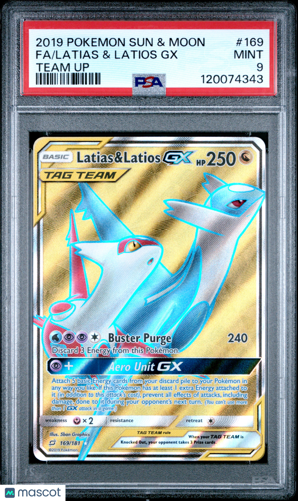 2019 Pokemon Sun & Moon Team Up Latias & Latios GX #169 Fa Team Up PSA 9 Graded TCG/CCG