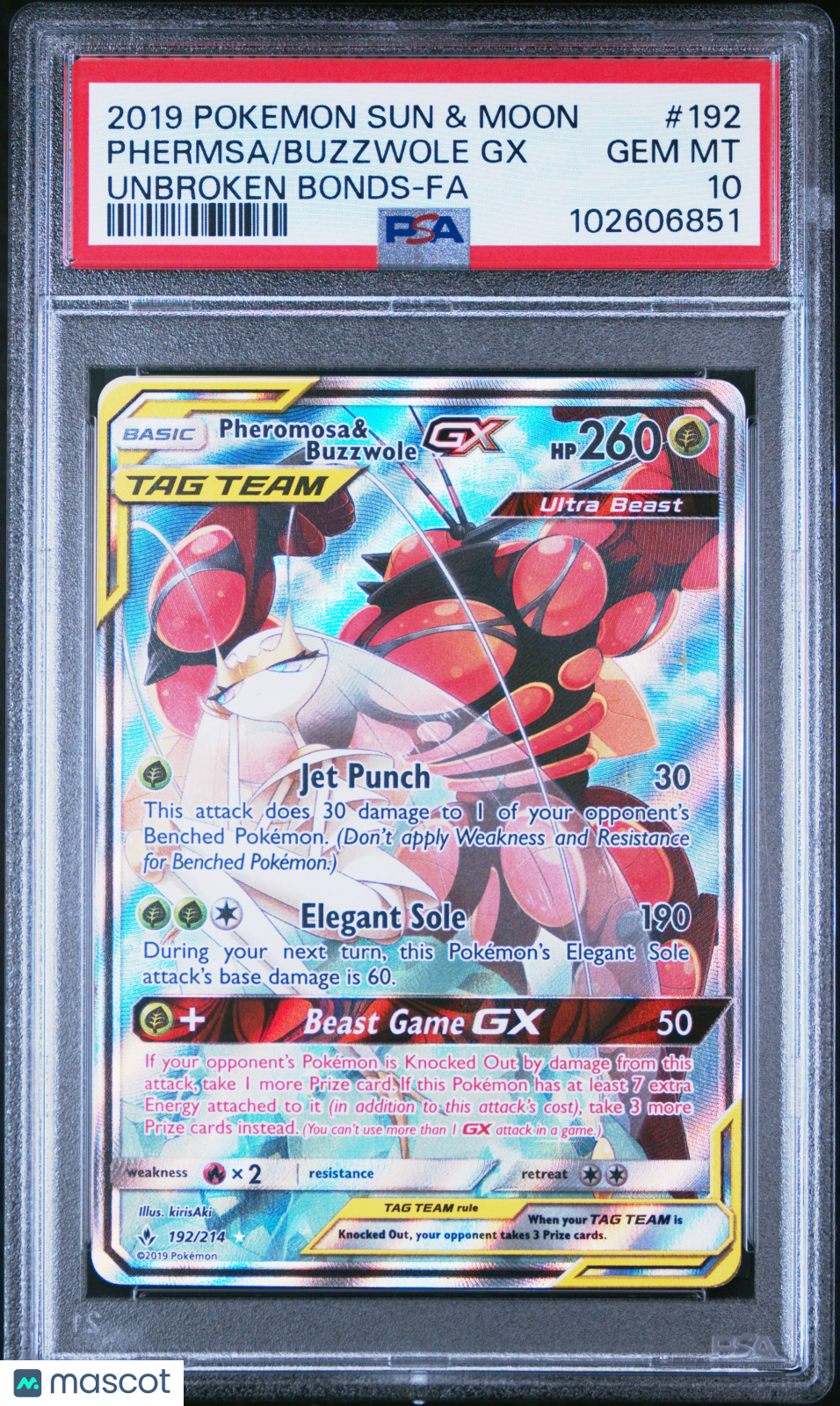 2019 Pokemon Sun & Moon Unbroken Bonds Buzzwole GX Phermsa PSA 10 - Graded TCG/CCG