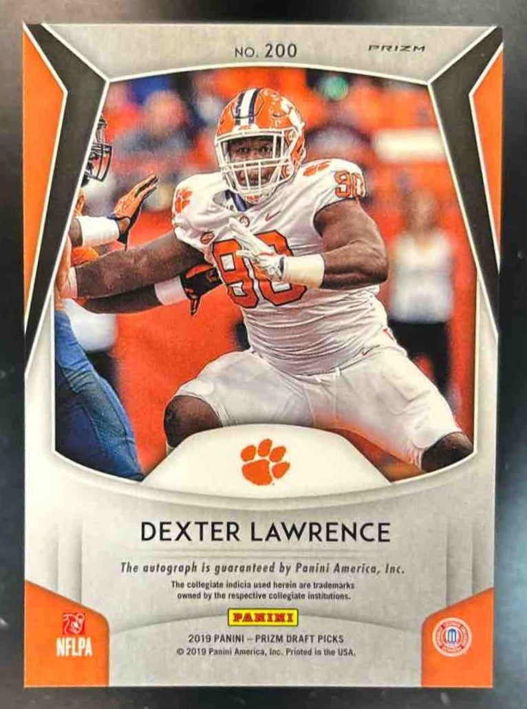 2019 Prizm Draft Picks Dexter Lawrence Prizms Silver Auto #200 RC Clemson Tigers - Sports Cards