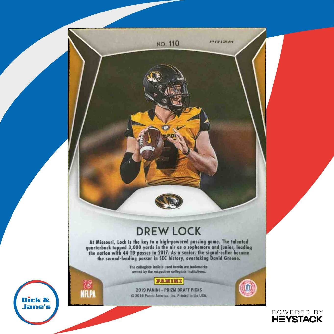 2019 Prizm Draft Picks Drew Lock Prizms Pink Pulsar #110 RC Missouri Tigers - Sports Cards
