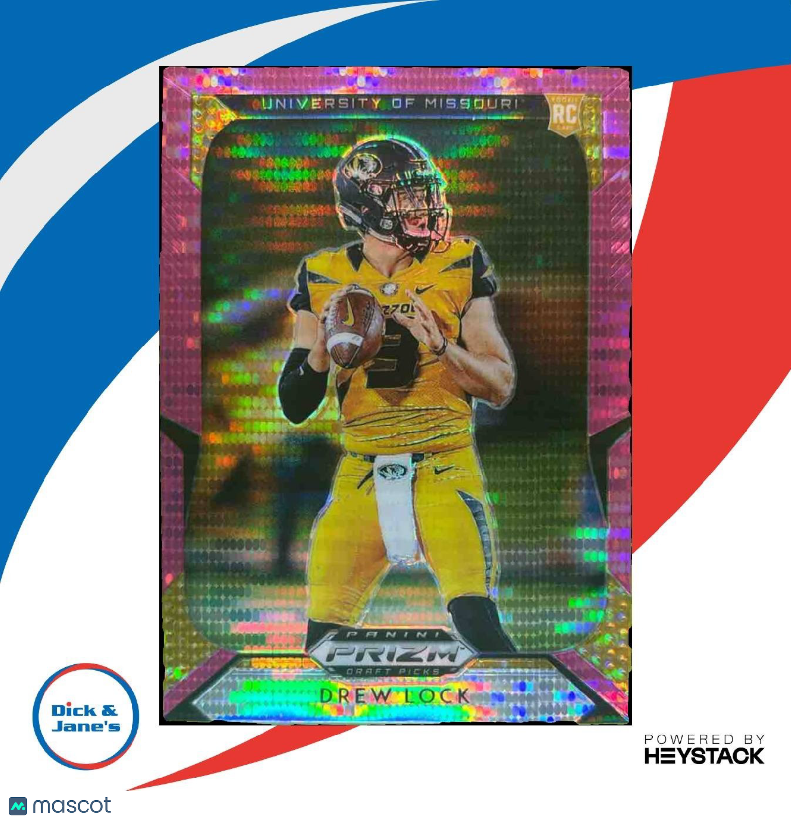 2019 Prizm Draft Picks Drew Lock Prizms Pink Pulsar #110 RC Missouri Tigers - Sports Cards