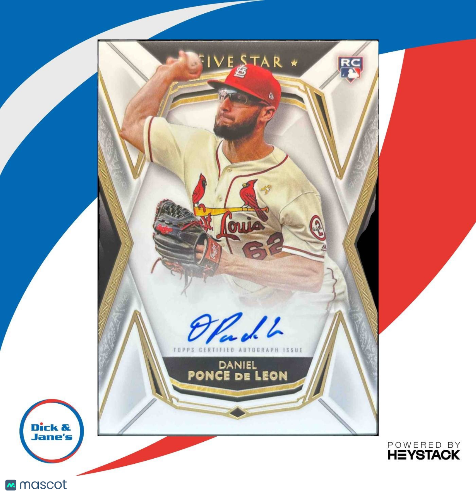 2019 Topps Five Star Daniel Ponce de Leon #FSA-DP RC Auto St. Louis Cardinals - Sports Cards