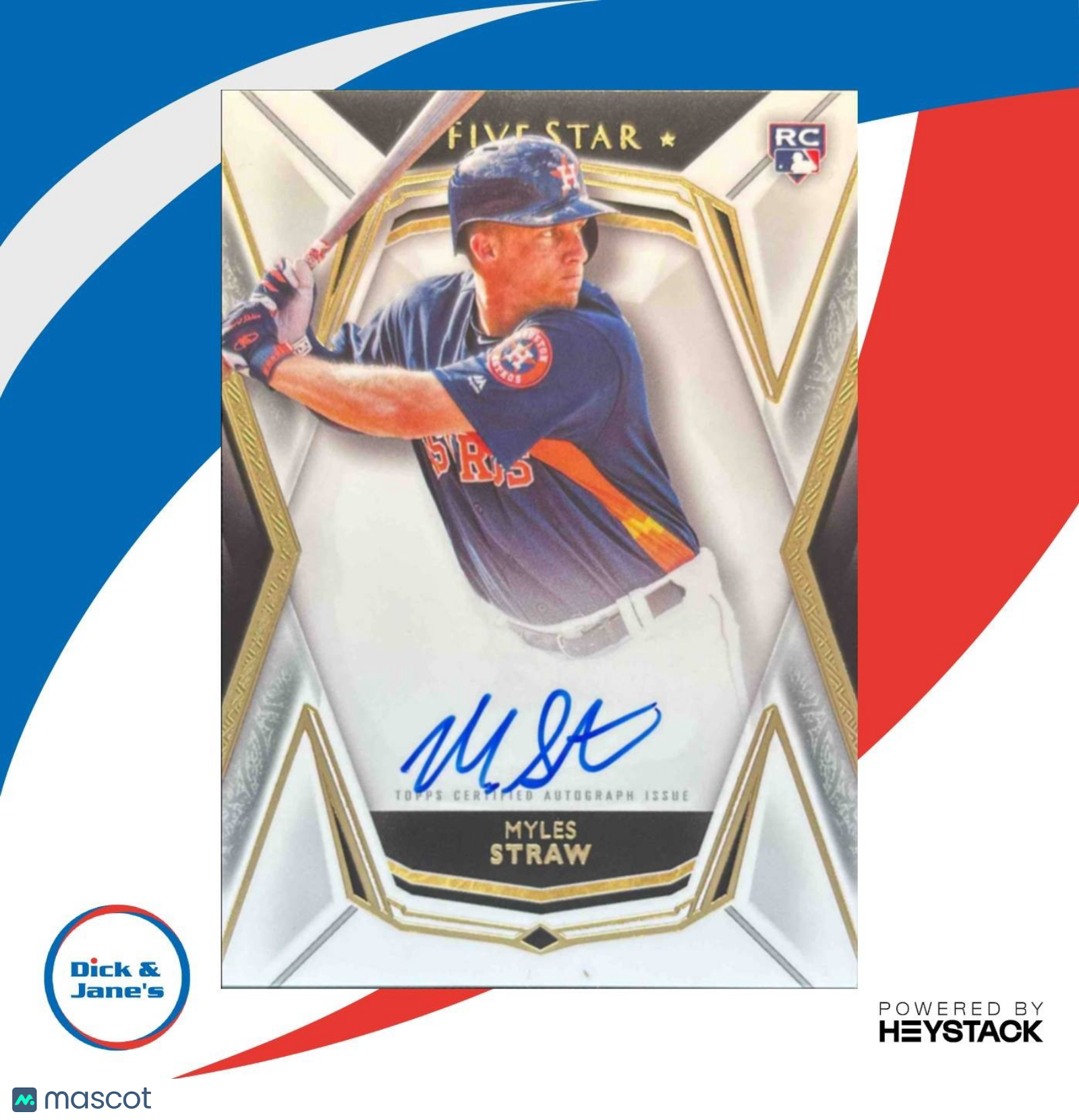 2019 Topps Five Star Myles Straw #FSA-MS RC Auto Houston Astros - Sports Cards