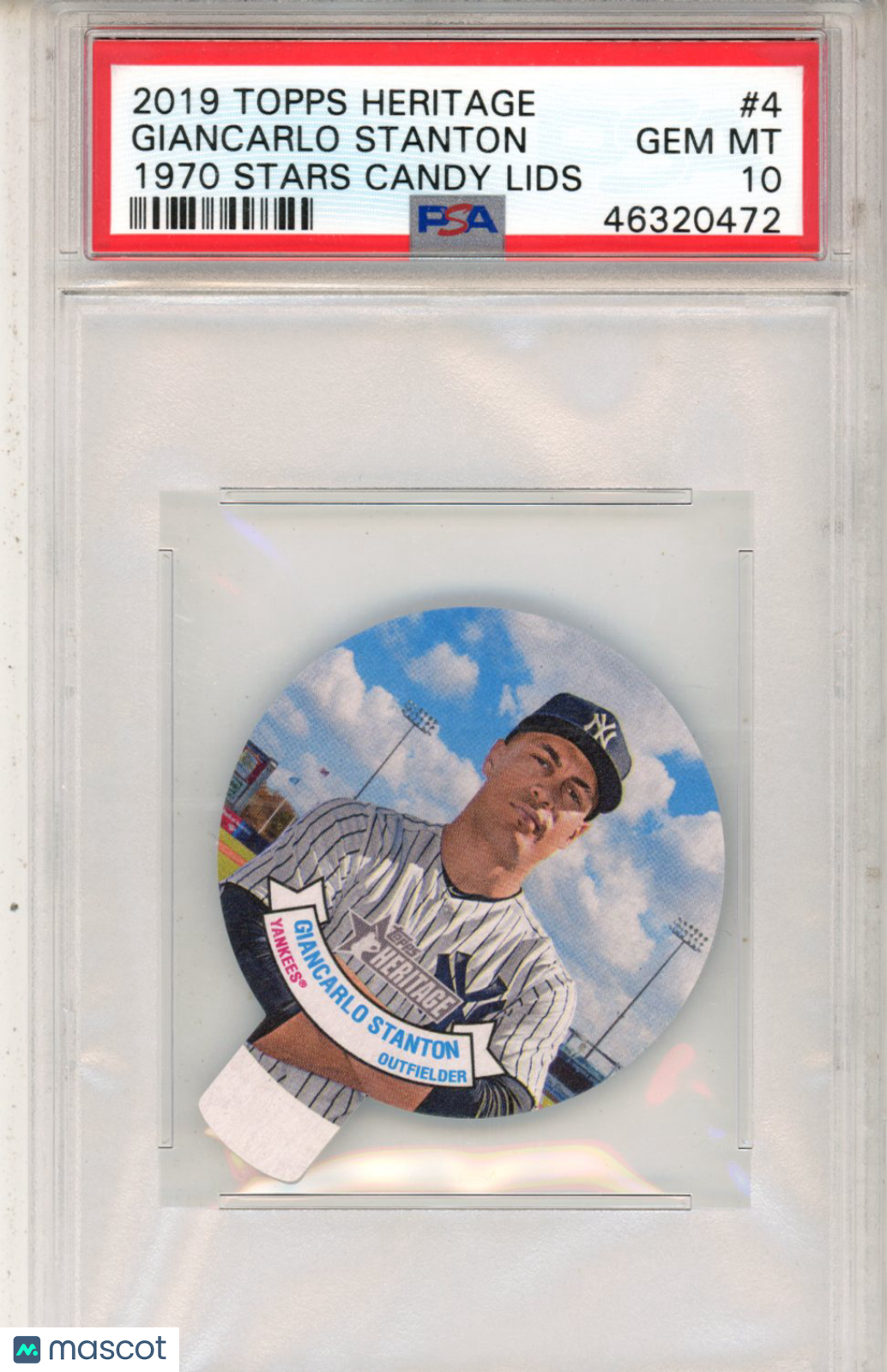 2019 Topps Heritage 1970 Stars Candy Lids Giancarlo Stanton #4 PSA 10 - Graded Sports Cards