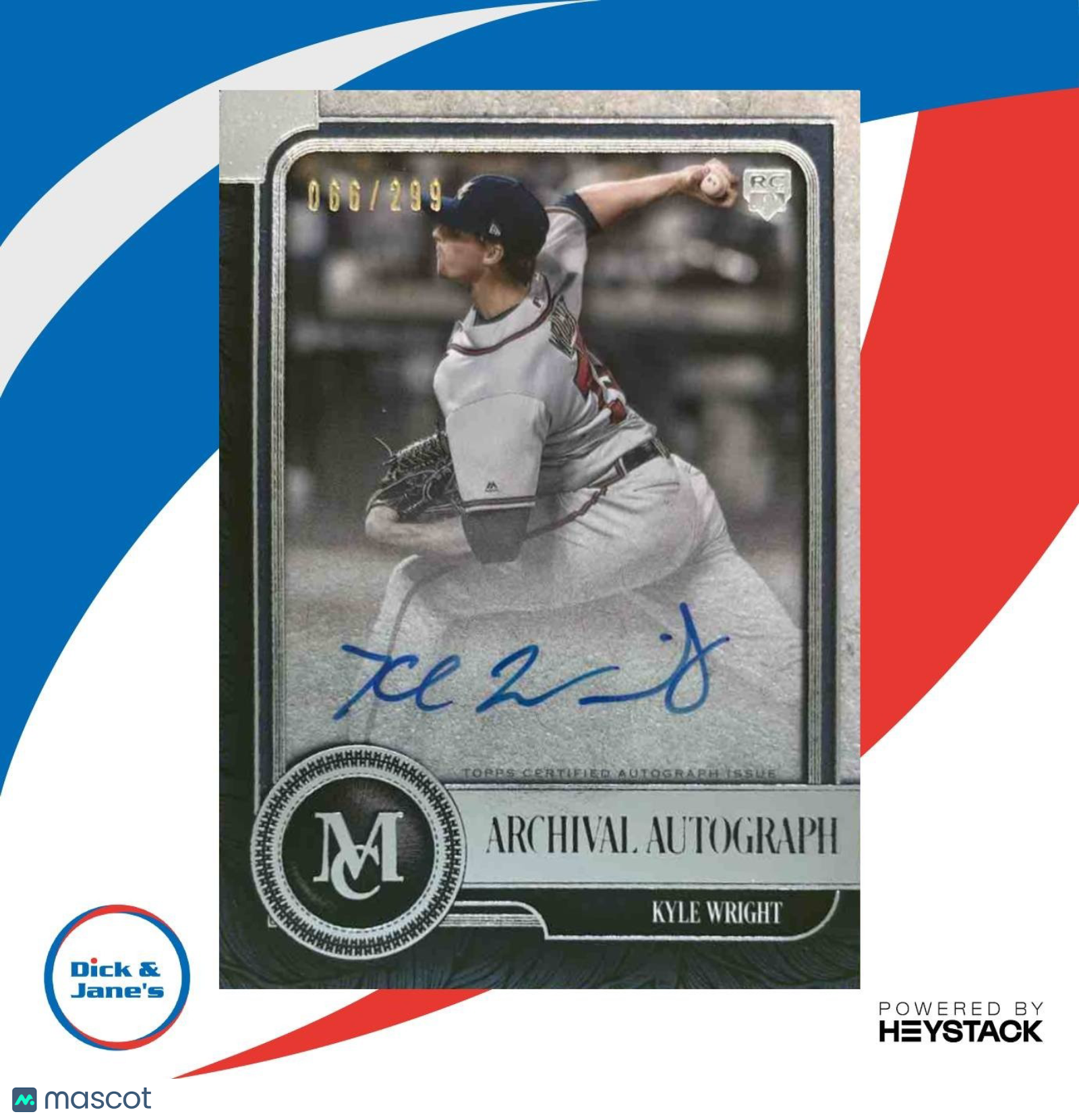 2019 Topps Museum Collection Kyle Wright Archival Auto 66/299 RC Atlanta Braves - Sports Cards
