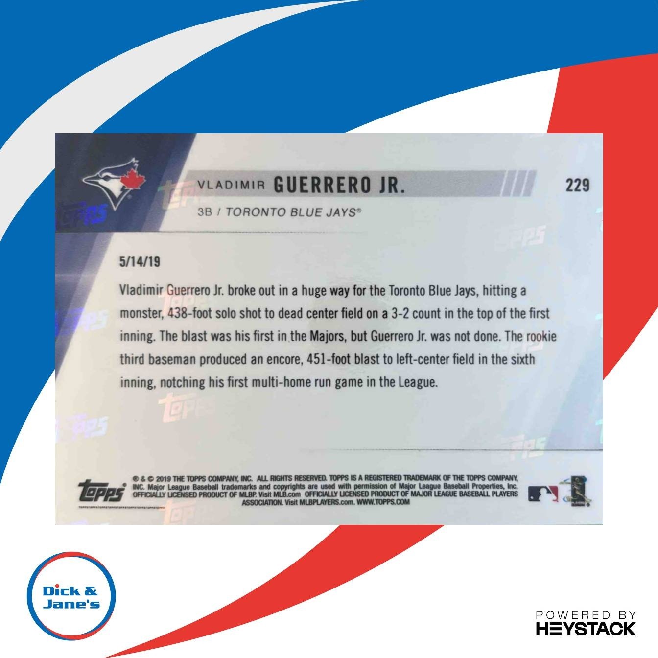 2019 Topps Now Vladimir Guerrero Jr. #229 RC Toronto Blue Jays - Sports Cards