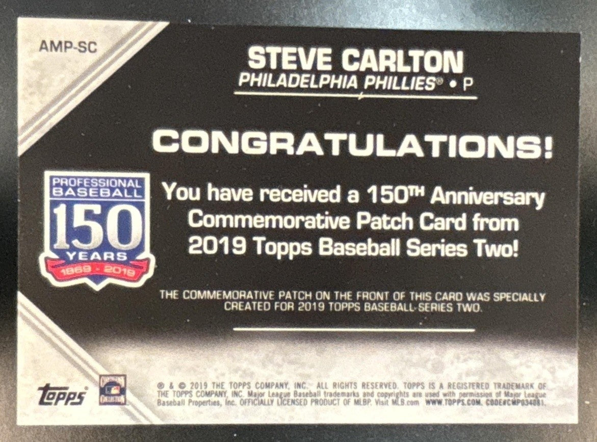 2019 Topps Steve Carlton 150th Anniversary Commemorative Patches Phillies - Sports Cards