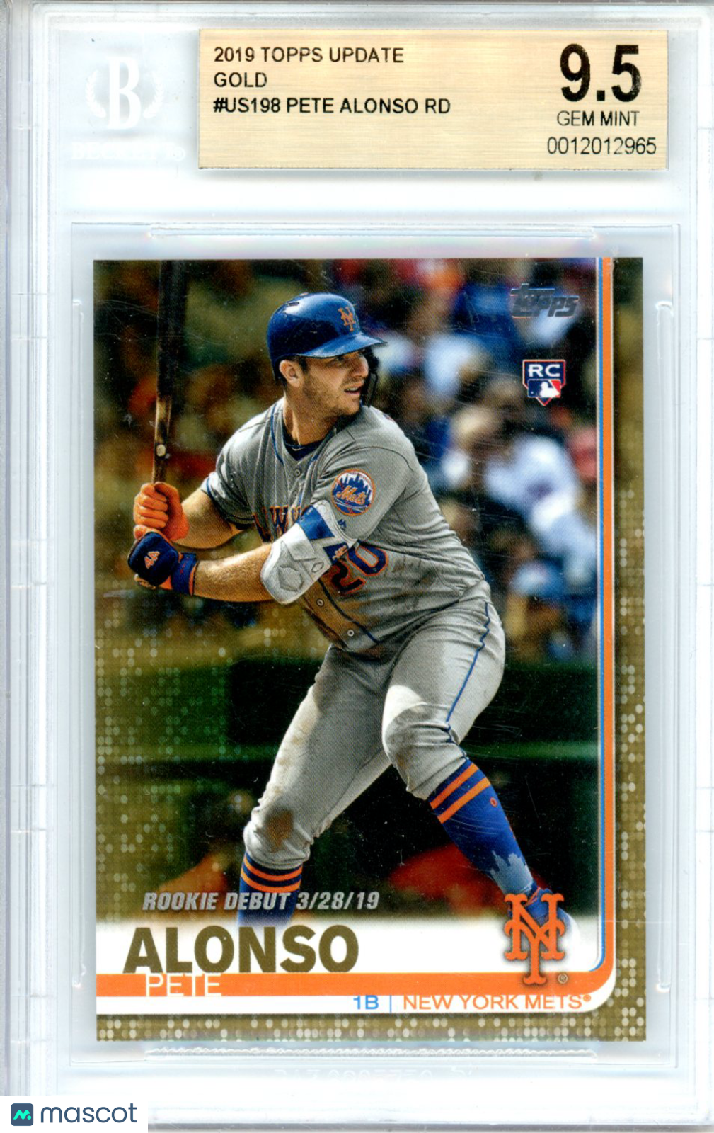 2019 Topps Update Gold Pete Alonso Rookie #US198 BGS 9.5 GEM MINT New York Mets - Graded Sports Cards