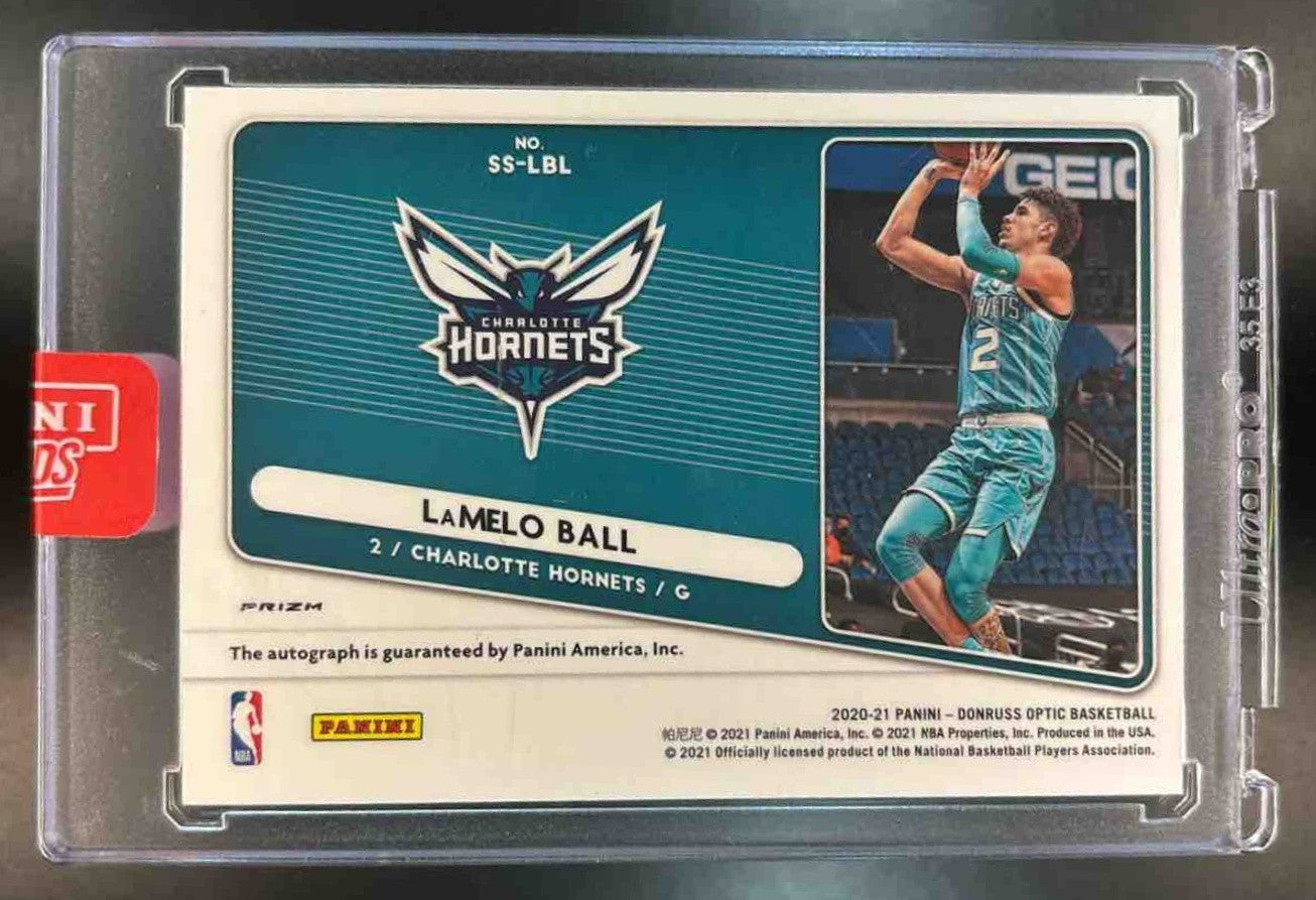 2020-21 Donruss Optic LaMelo Ball SEALED Signature Serie Purple Auto RC Hornets - Sports Cards