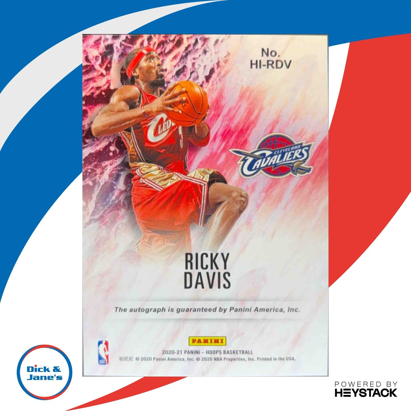 2020-21 Panini Hoops Ricky Davis Ink Red 18/25 #HI-RDV Auto Cleveland Cavaliers - Sports Cards