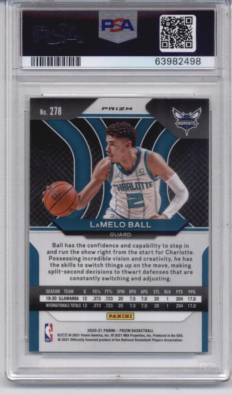 2020-21 Panini Prizm Prizms Silver #278 LaMelo Ball Charlotte Hornets (RC - Rook - Graded Sports Cards