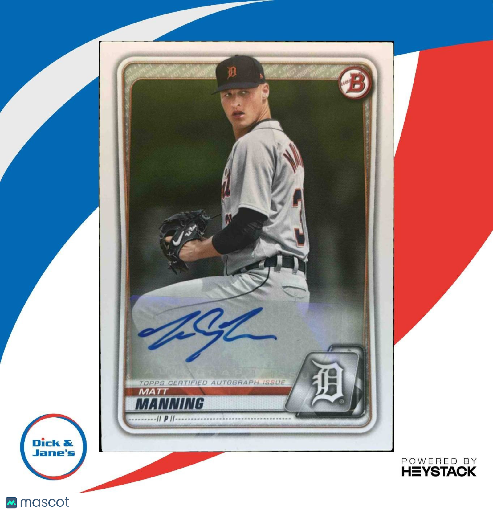 2020 Bowman Matt Manning Prospect Auto #PA-MM Detroit Tigers - Sports Cards
