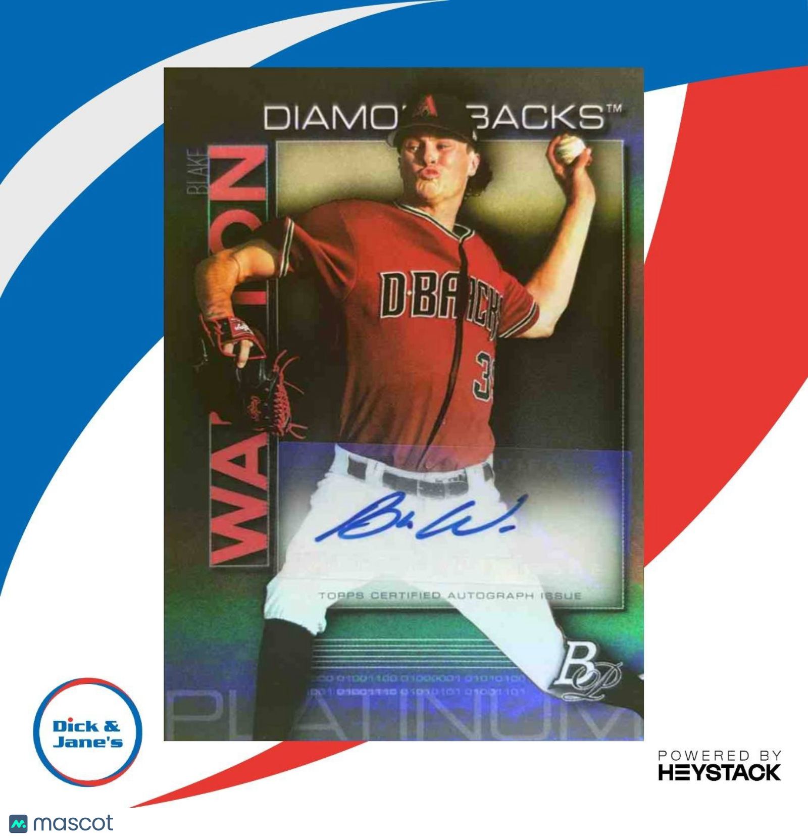 2020 Bowman Platinum Blake Walston Top Prospect Auto Arizona Diamondbacks - Sports Cards