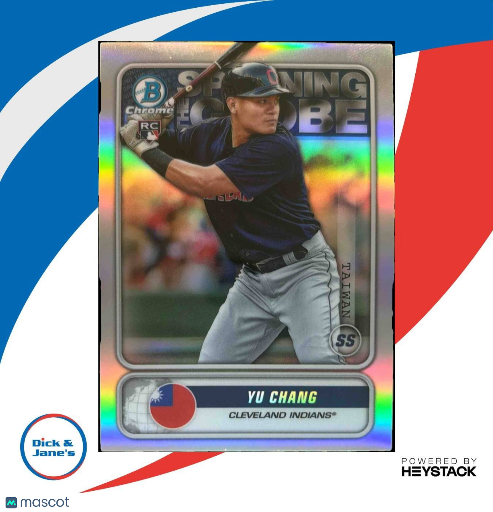 2020 Bowman Yu Chang Spanning the Globe Chrome Refractor RC Cleveland Indians - Sports Cards