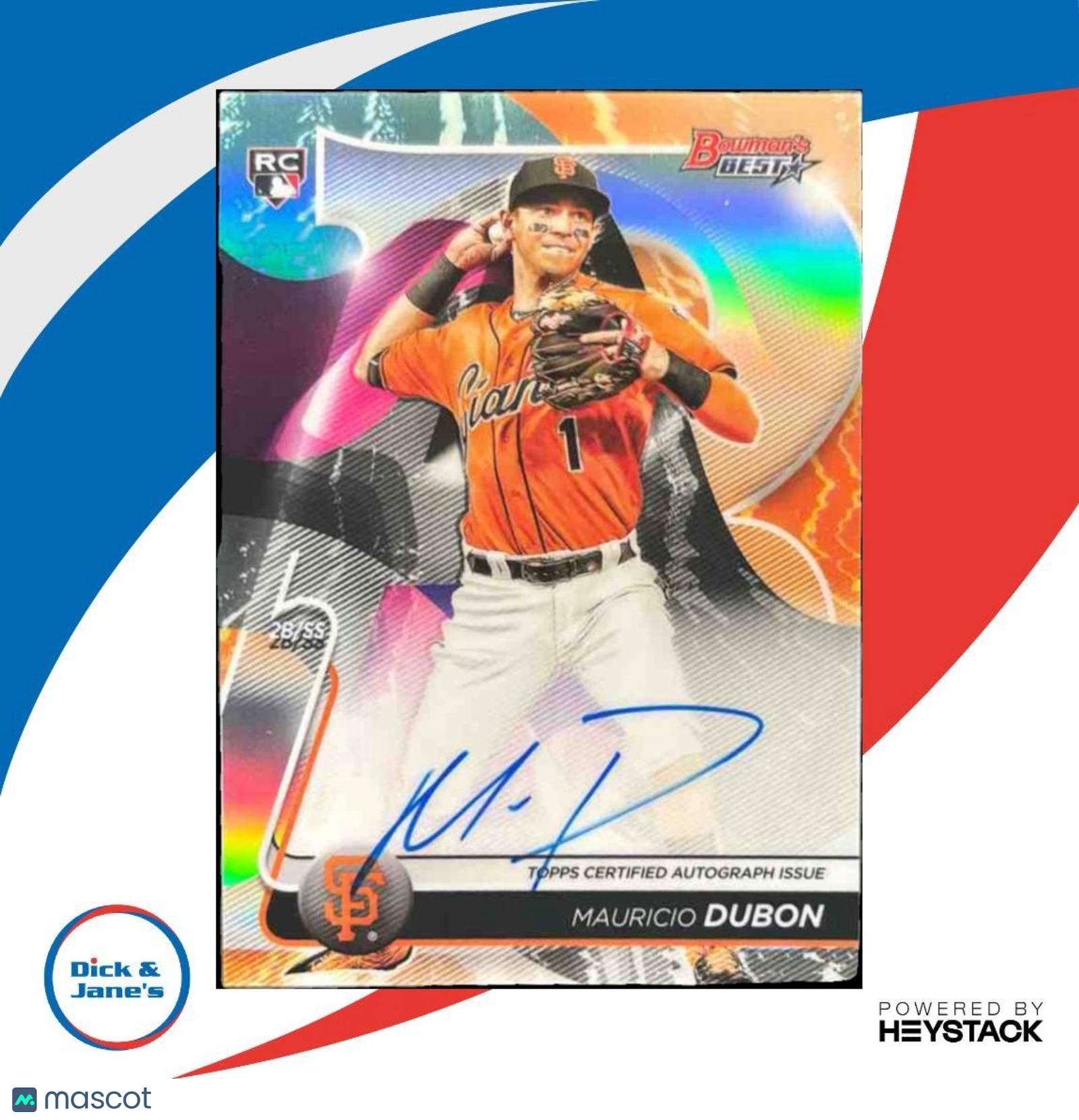 2020 Bowman’s Best Mauricio Dubon Best of 2020 Auto Refractor RC Giants - Sports Cards
