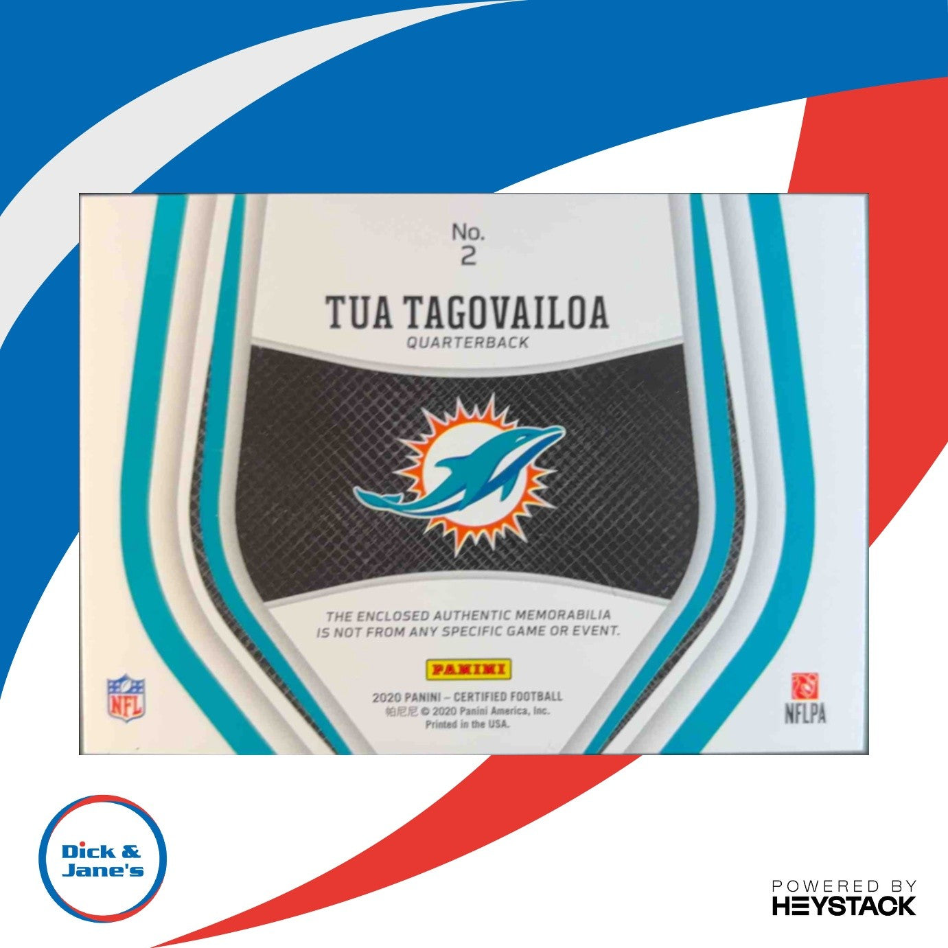 2020 Certified Tua Tagovailoa New Generation Jerseys Mirror White RC Dolphins - Sports Cards