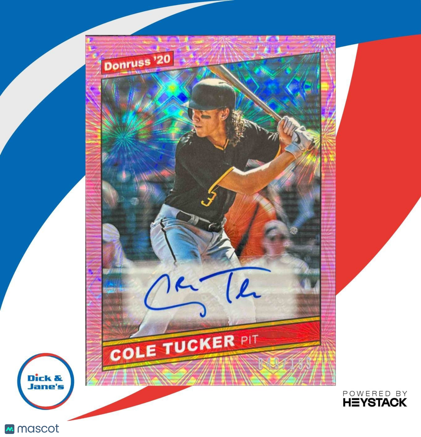 2020 Donruss Cole Tucker Retro 1986 Signatures Pink Fireworks /199 Pirates - Sports Cards