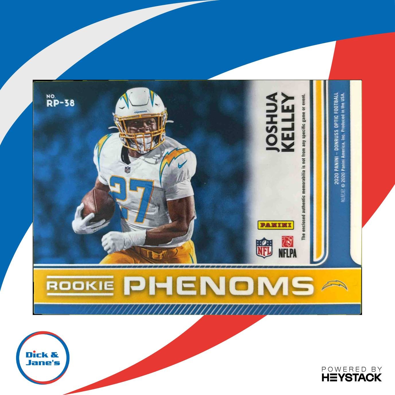 2020 Donruss Optic Joshua Kelley Rookie Phenoms Horizontal Blue Hyper Chargers - Sports Cards