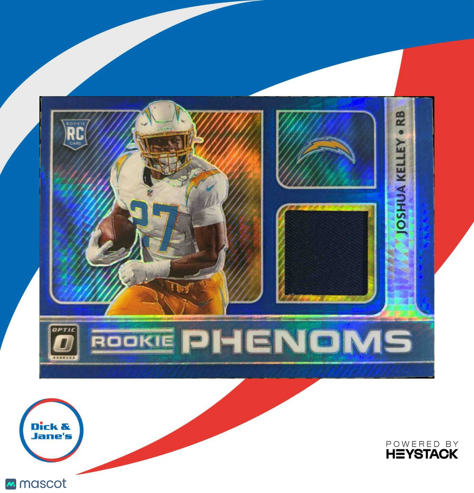 2020 Donruss Optic Joshua Kelley Rookie Phenoms Horizontal Blue Hyper Chargers - Sports Cards