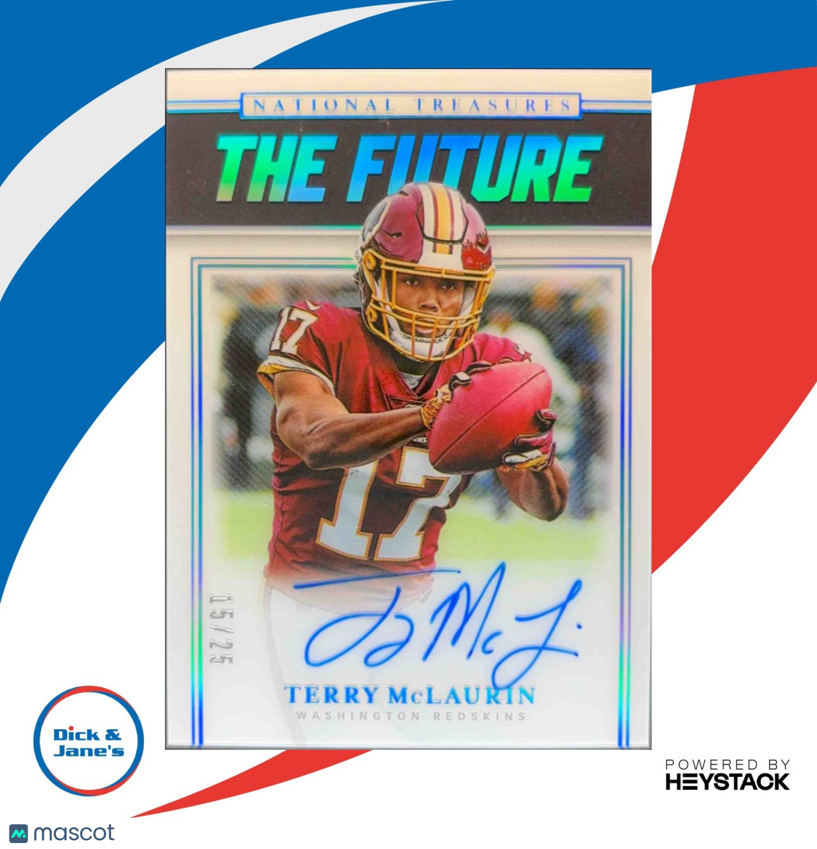 2020 National Treasures Terry McLaurin Material Signatures Prime 15/25 Mem Auto - Sports Cards