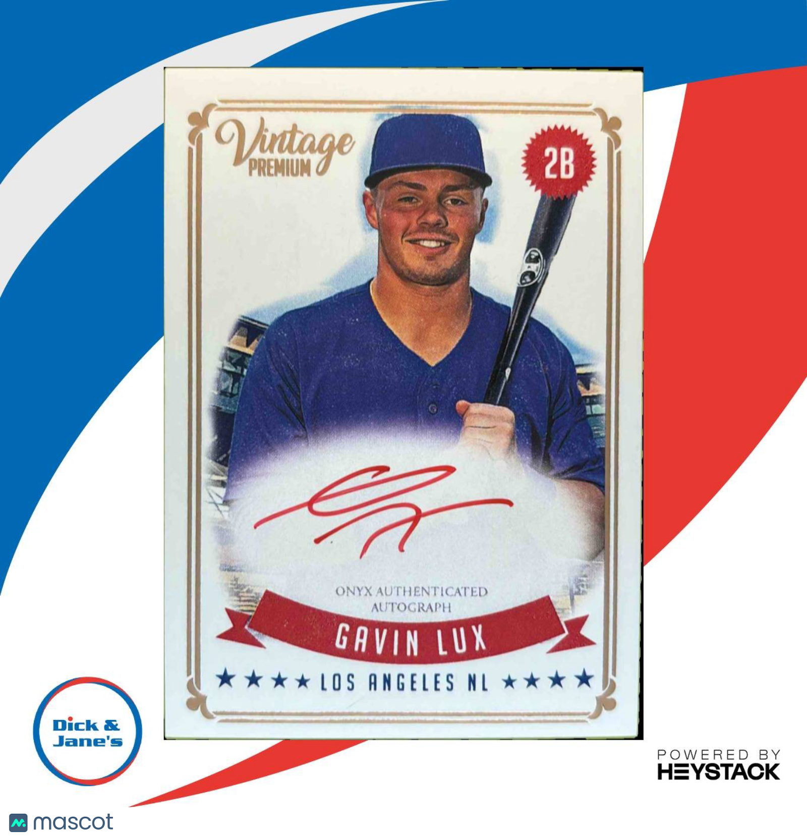 2020 Onyx Vintage Premium Gavin Lux Auto Red Ink 4/10 RC Los Angeles Dodgers Sports Cards